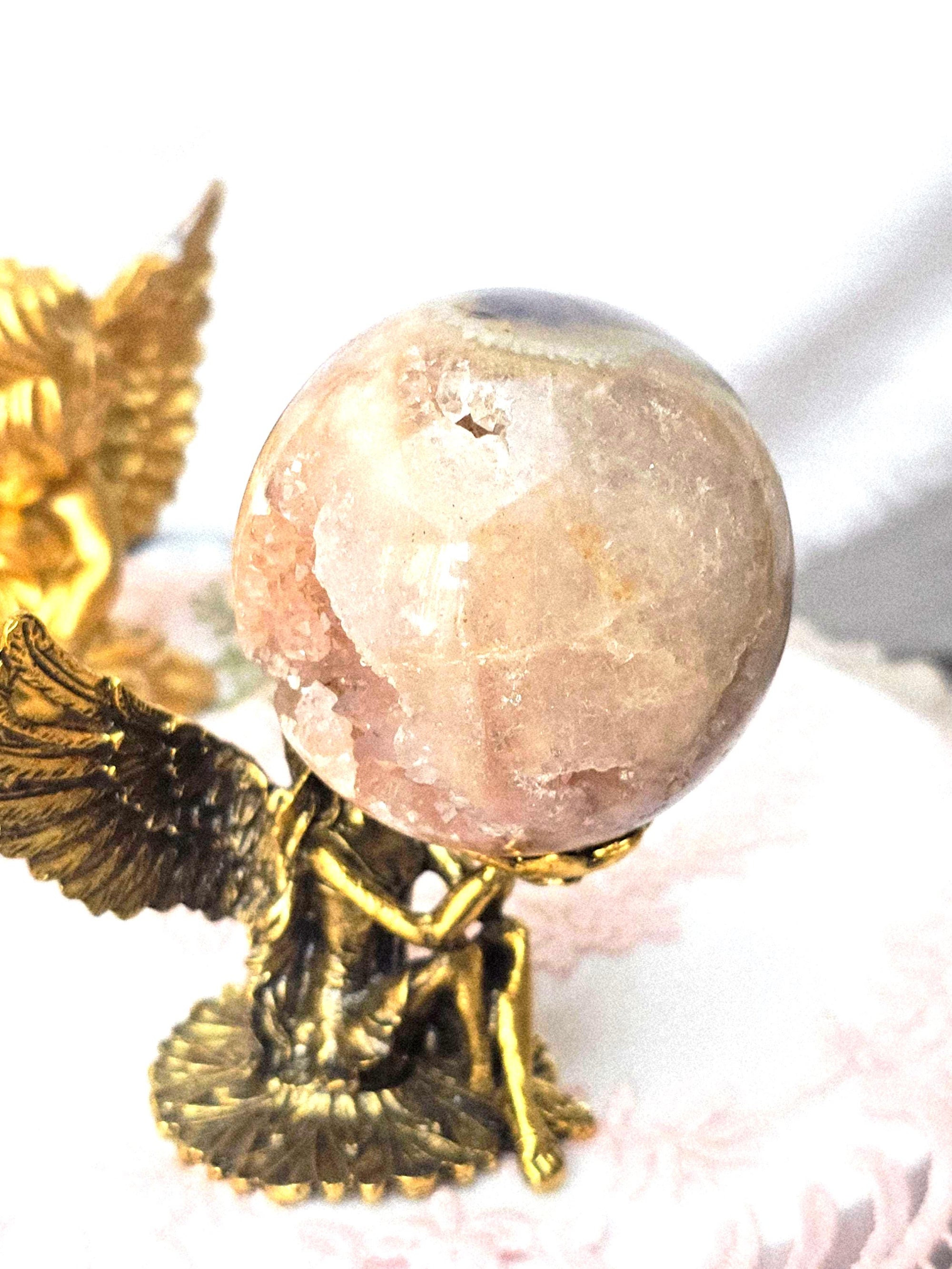 Pink Amethyst Druzy Sphere, Red Quartz Crystal Ball