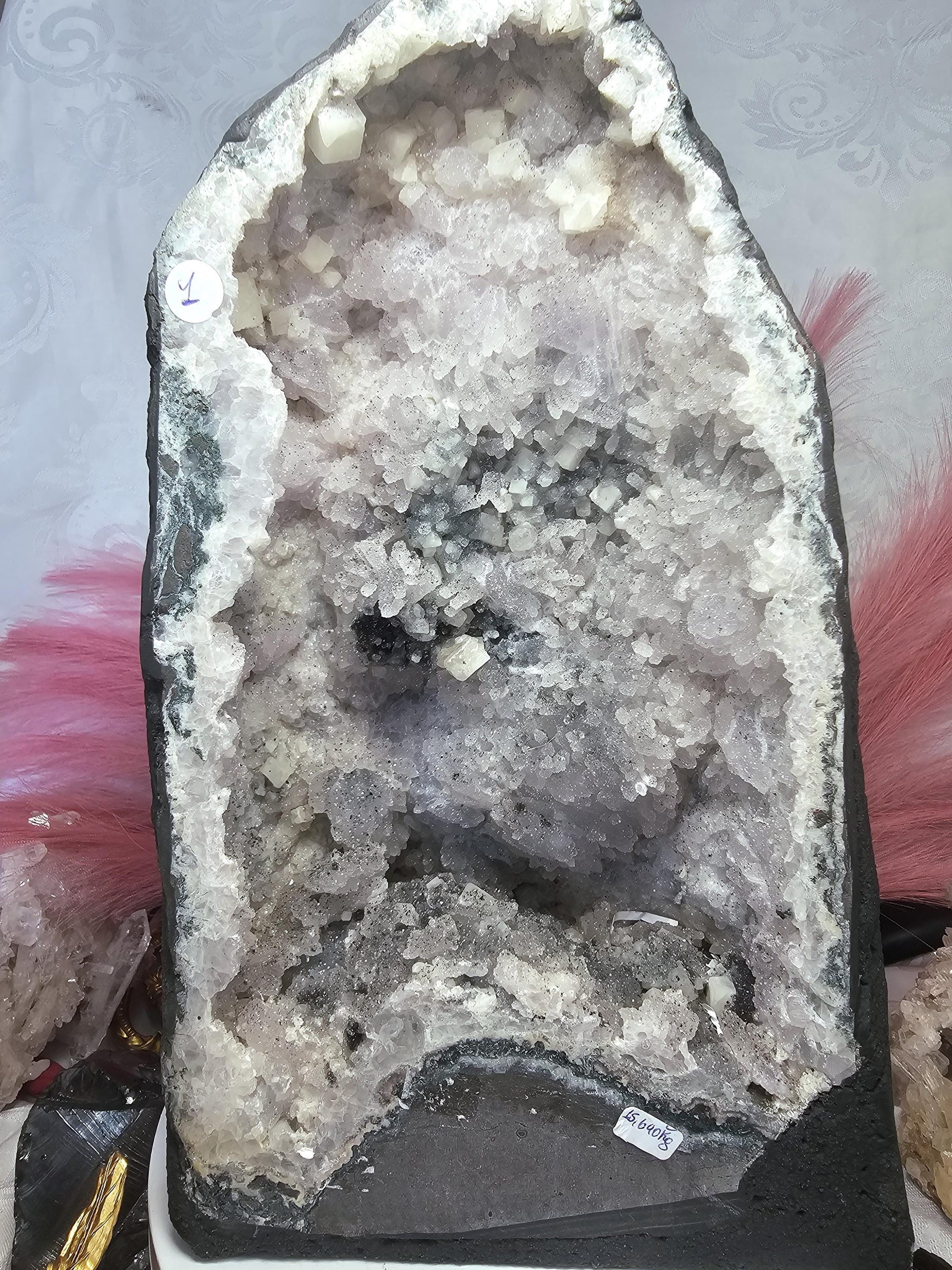 34.75 lb Rare Amethyst Cathedral with Sugar, Calcite Cubes, Flowers