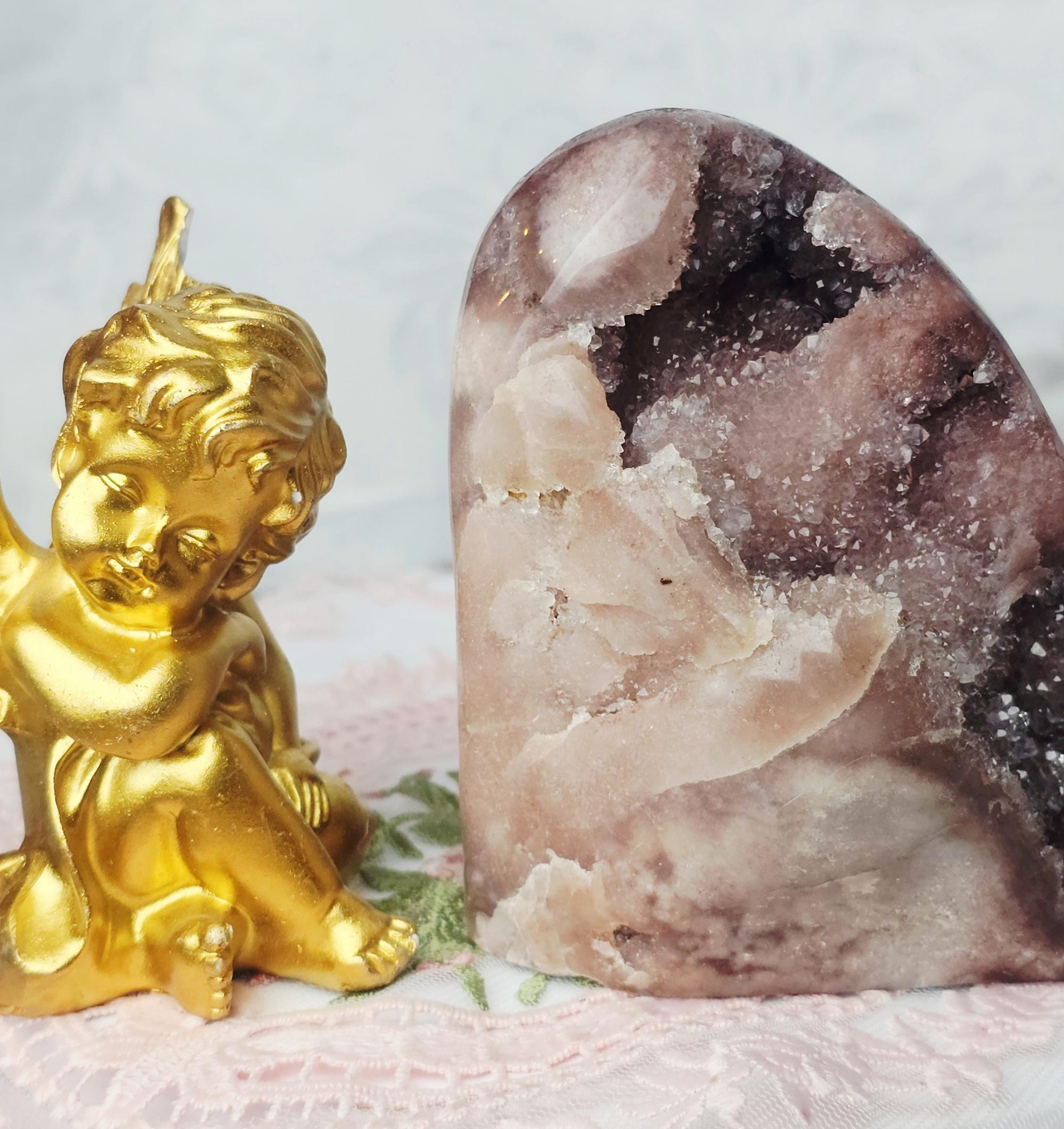 LG  Red Pink Amethyst Freeform, Druzy Freeform , Crystal Art , Gift