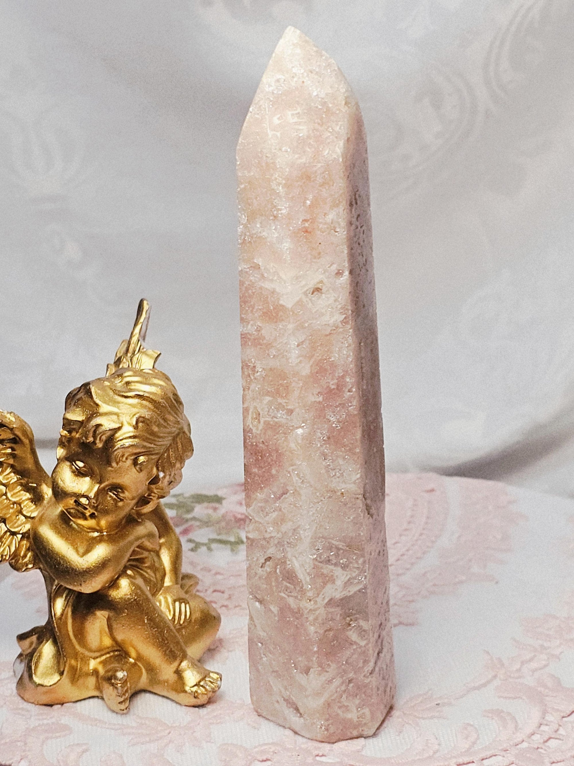 Pink Amethyst Tower with Druzy Tower, Crystal Tower ,Gift