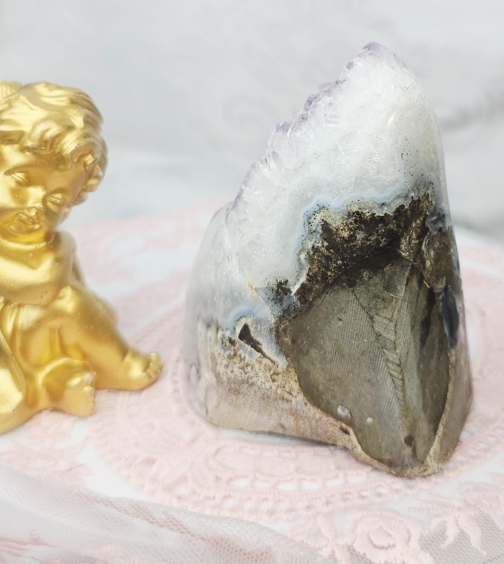 Rare Angel Aura Amethyst Cutbase, Angel Aura Amethyst, Statement Piece