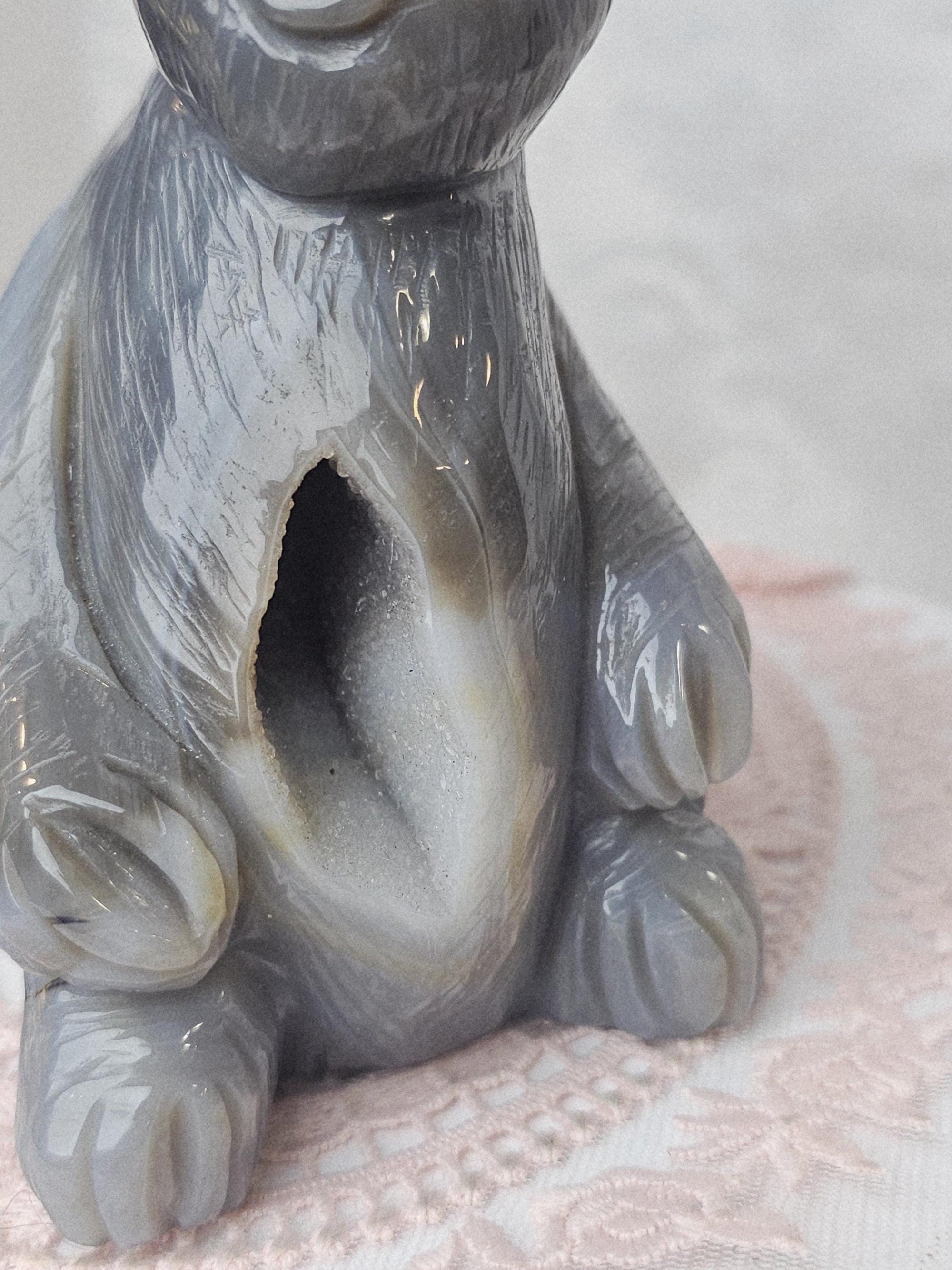 Banded Agate Koala,  Bear Statue, Druzy Agate Crystal, Home Decor, Sculpture, Koala