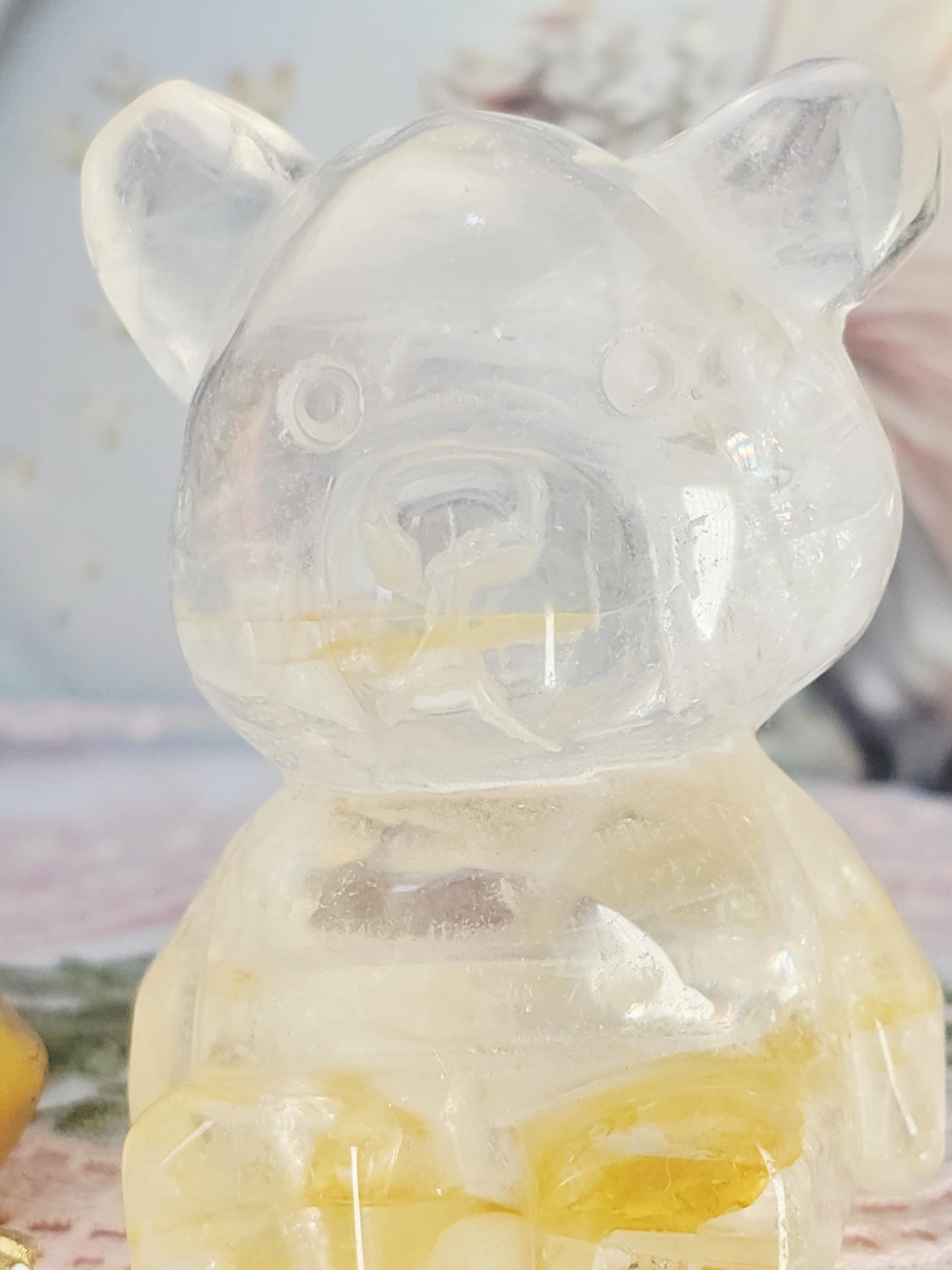 Golden Healer Quartz Bear, Bear Art, Teddie Bear, Cute Crystal, Feng Shui Crystal, Chakra Stone