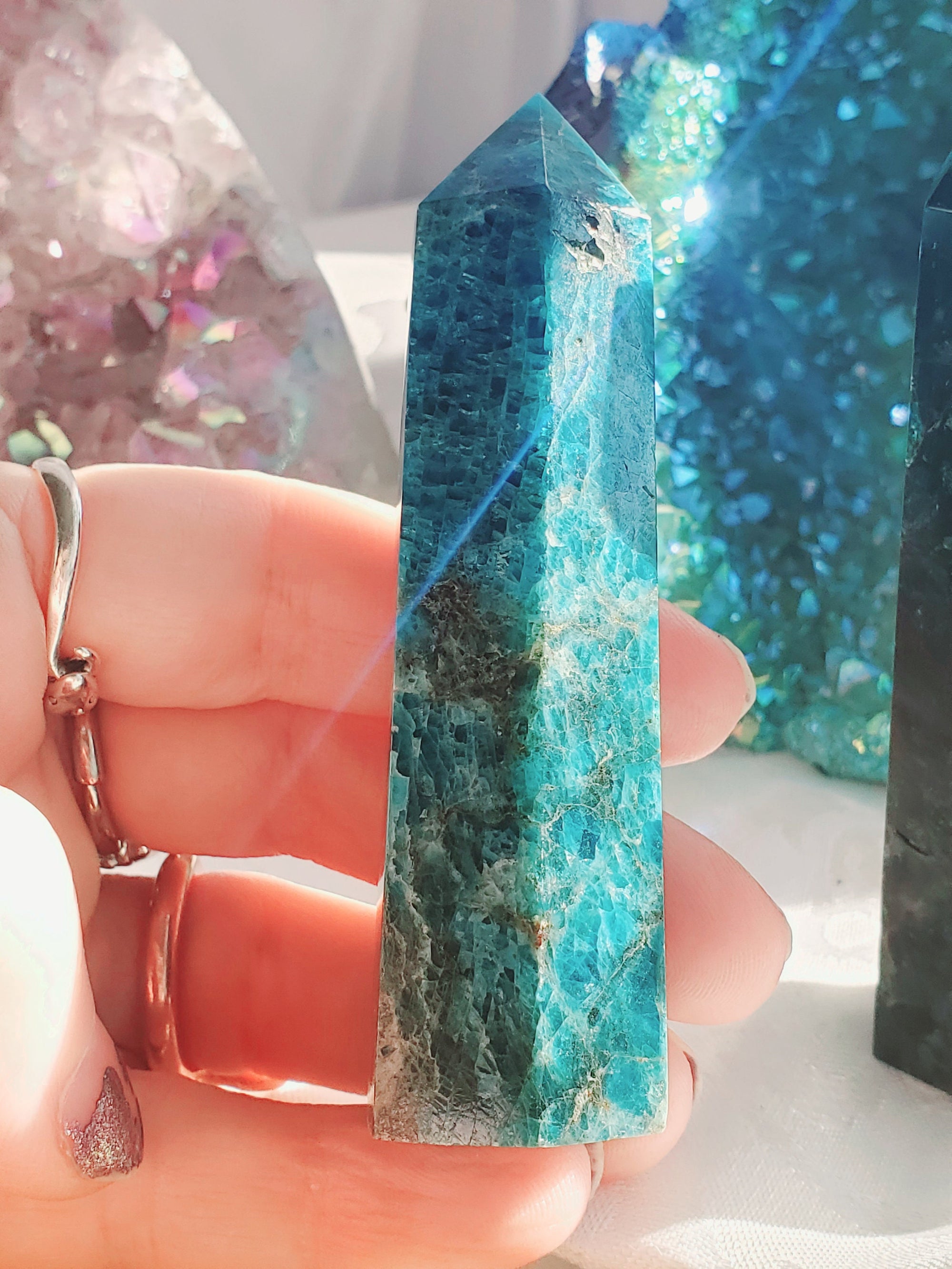 Apatite Gemstone Tower, Crystal Point, Healing Stone, Crystal Tower, Gift