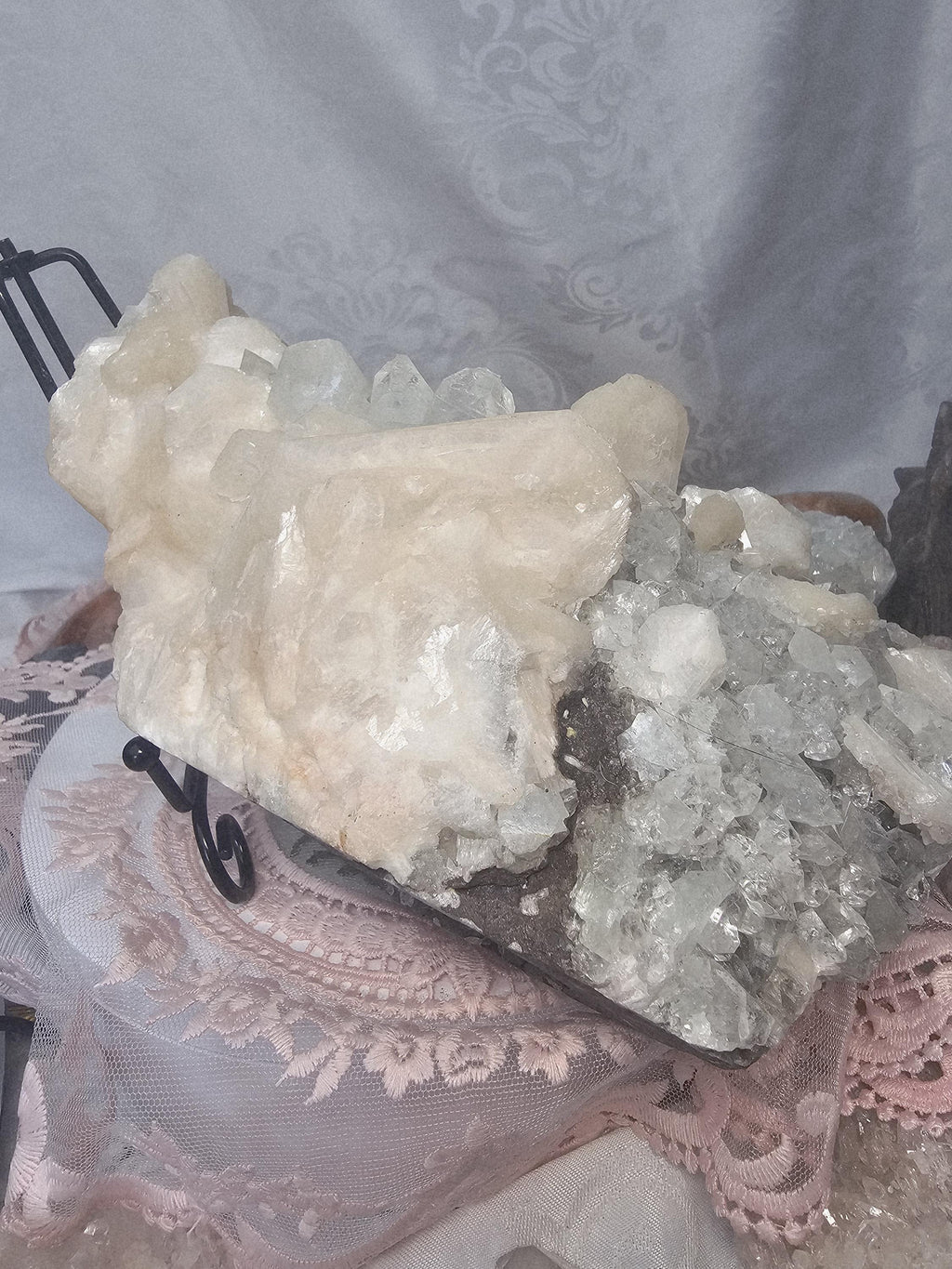 RARE LG 6lb Green Diamond  Apophyllite  with Stillbite from India , Apophyllite, Crystal, Crystals
