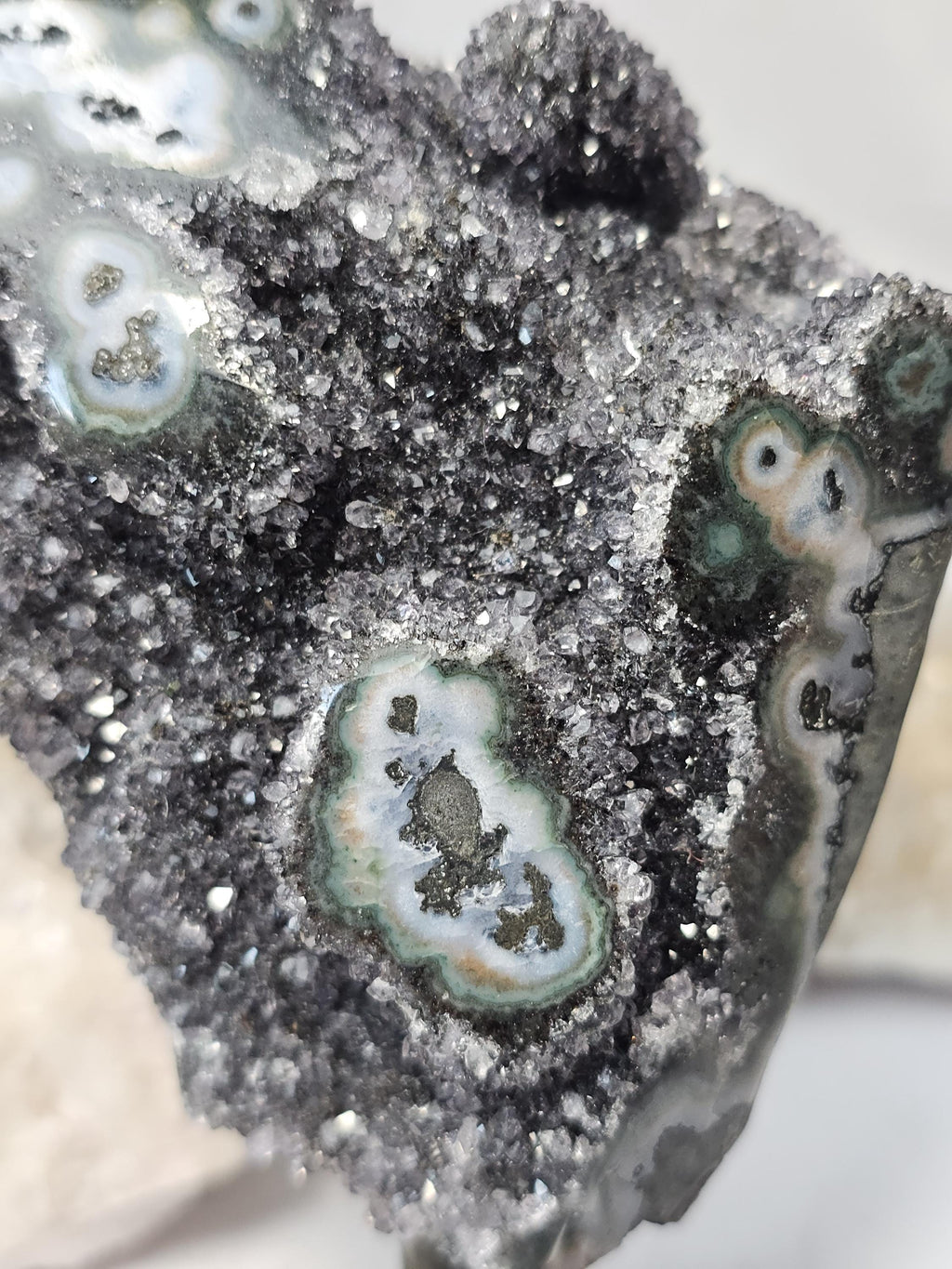 Rare Black Amethyst Stalactite on a Stand, Black Amethyst, Uruguay Statement Piece