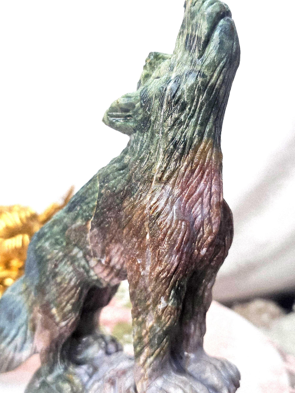 Colorful Druzy Ocean Jasper Wolf, Statement Piece, Wolf