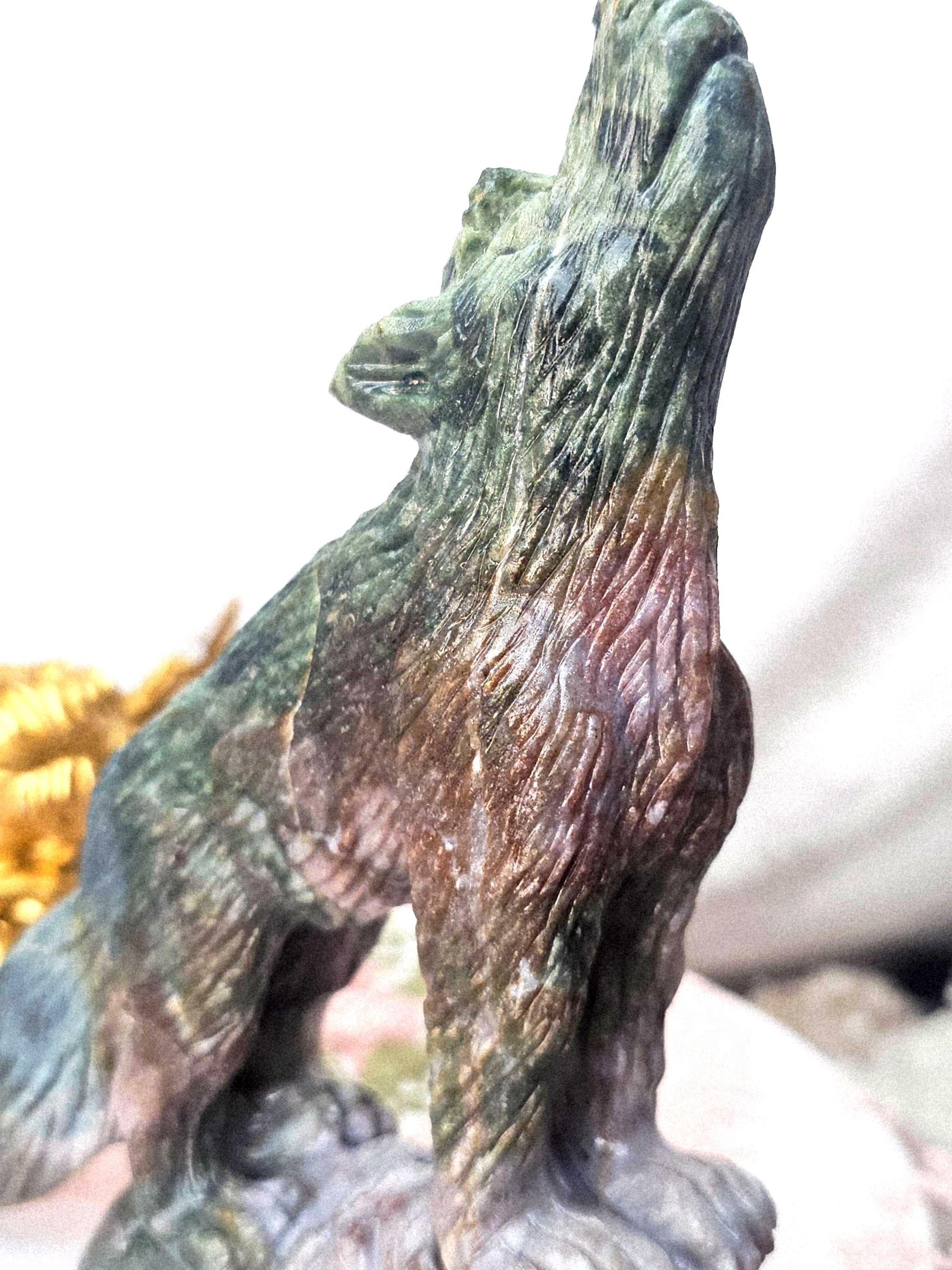 Colorful Druzy Ocean Jasper Wolf, Statement Piece, Wolf