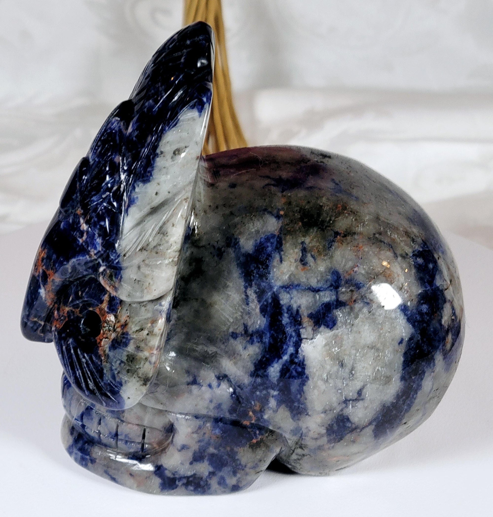 Sodalite Crystal Skull, Home Decor, UV Reactive