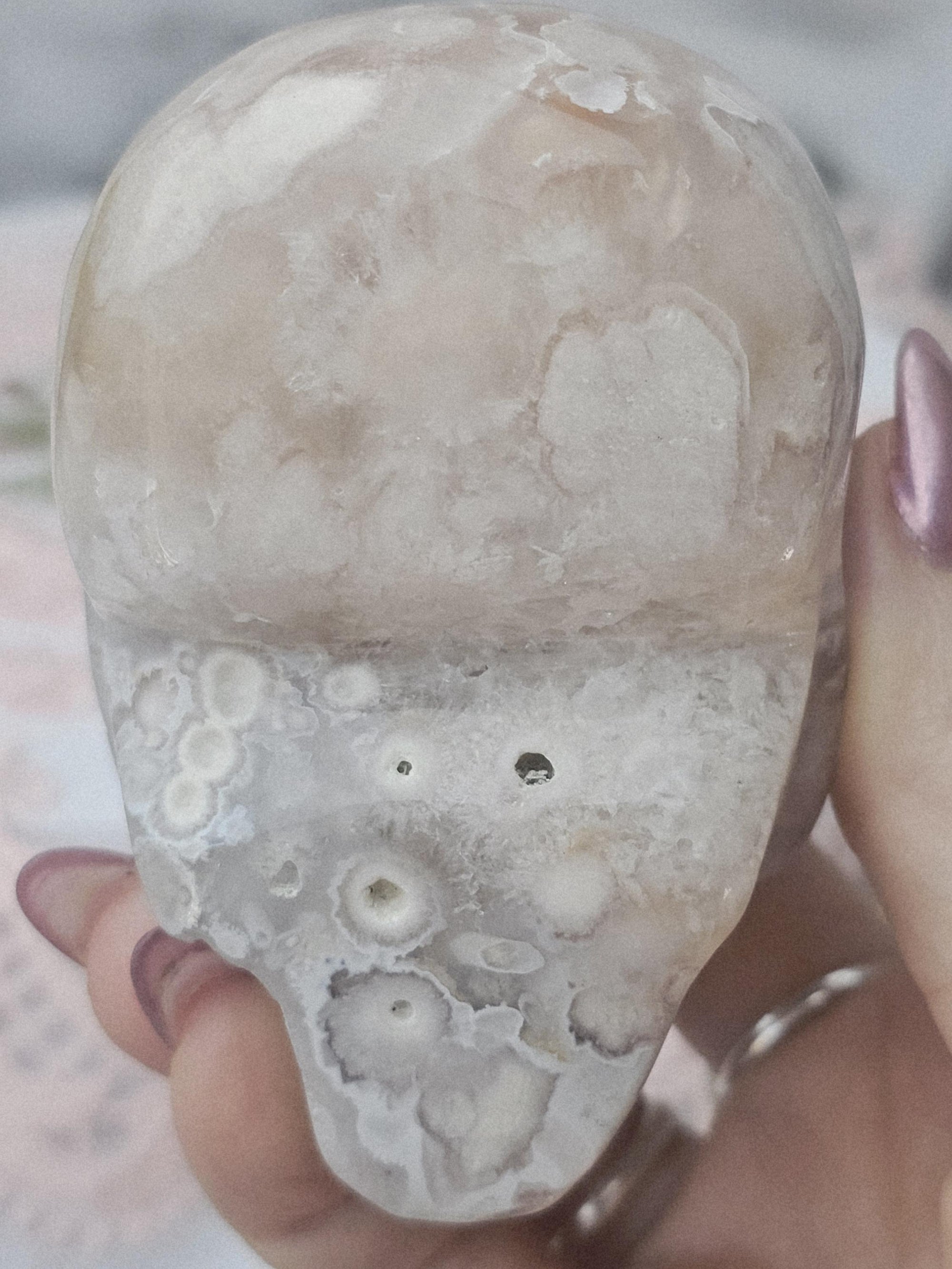 Flower Agate Skull  / Cherry Blossom / High Quality / Crystal Energy / Chakra Stone / Crystal Healing / Meditation Stone
