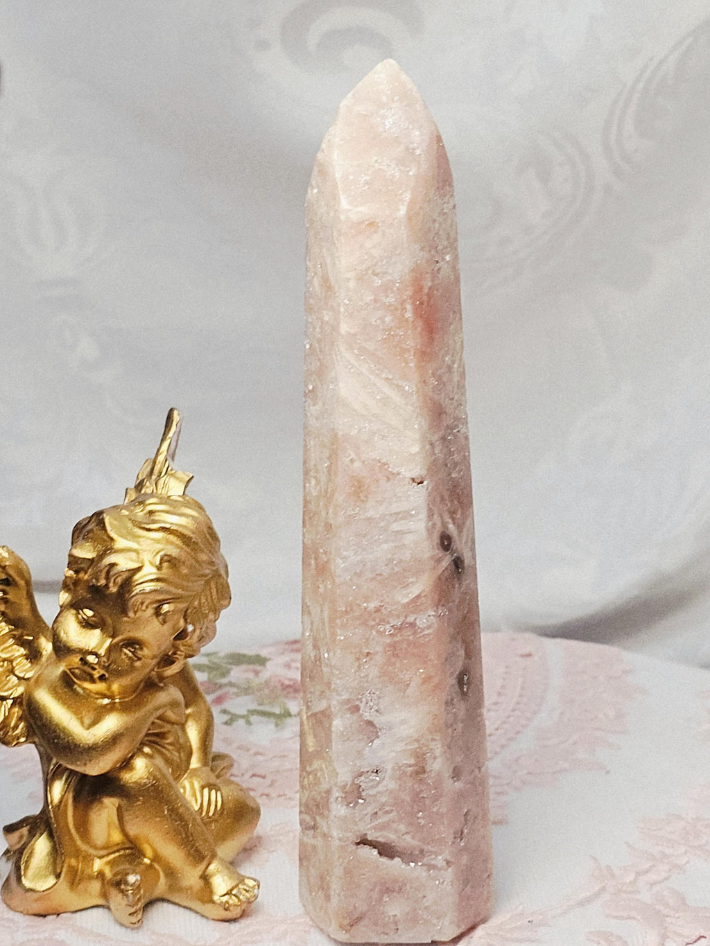 Pink Amethyst Tower with Druzy Tower, Crystal Tower ,Gift