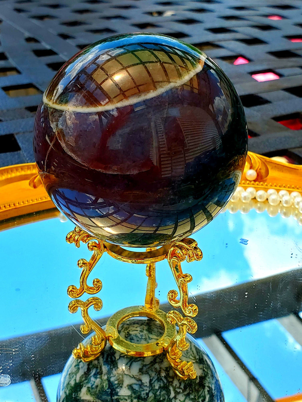 Moss Agate Crystal Sphere, Moss Agate Crystal Ball, crystals, Healing crystals