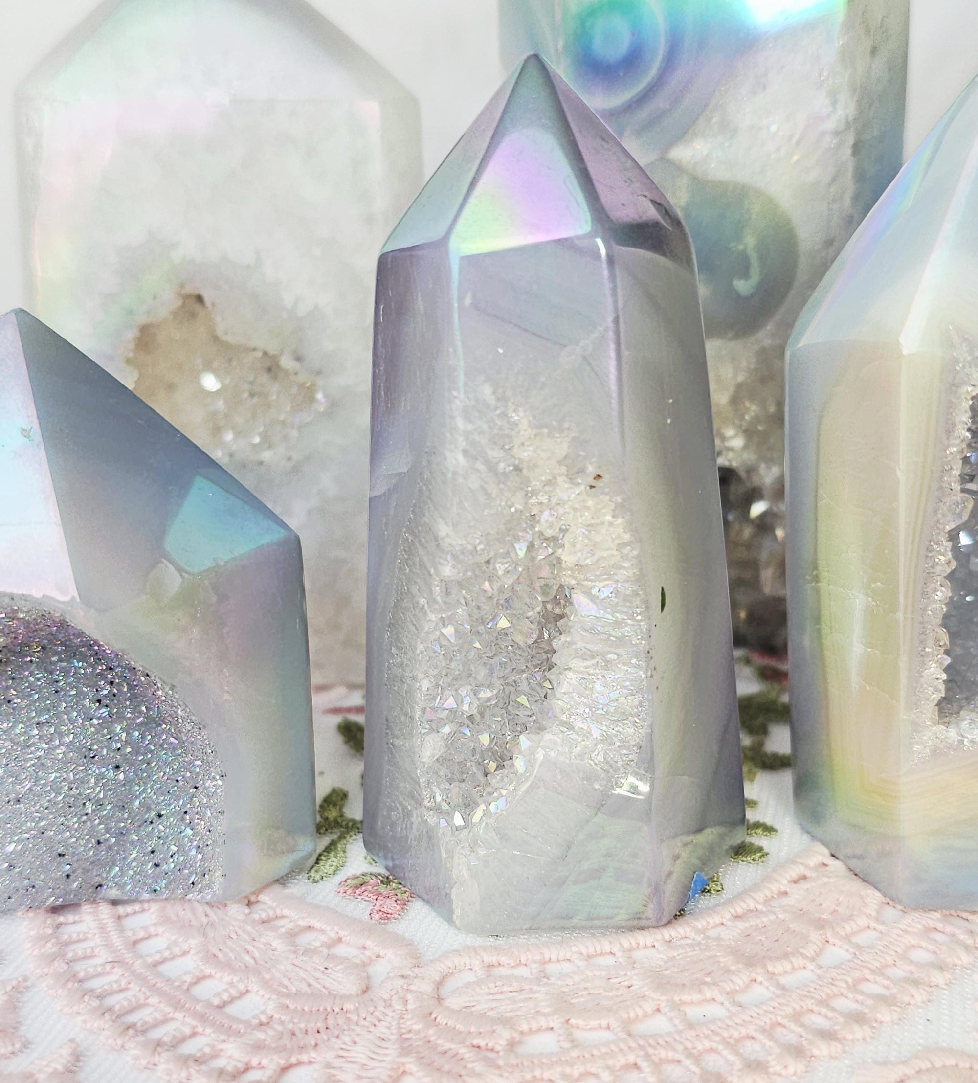 Aura Druzy Agate Towers, Crystal, Home Decor