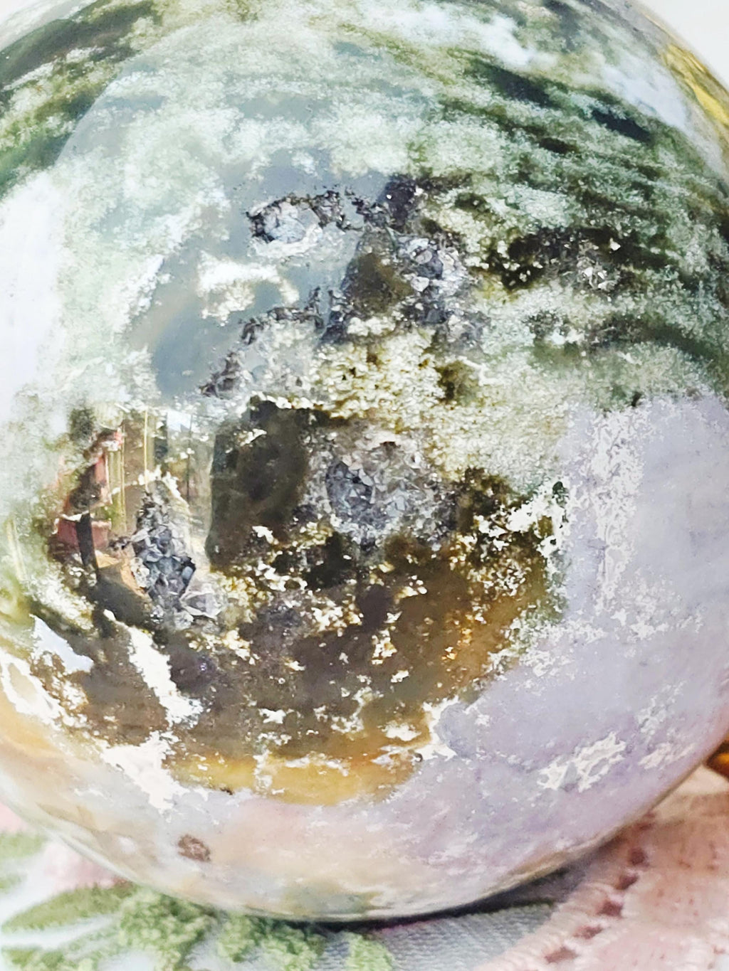 Rare Colorful Druzy Ocean Jasper Sphere, Ocean Jasper, Crystal Sphere