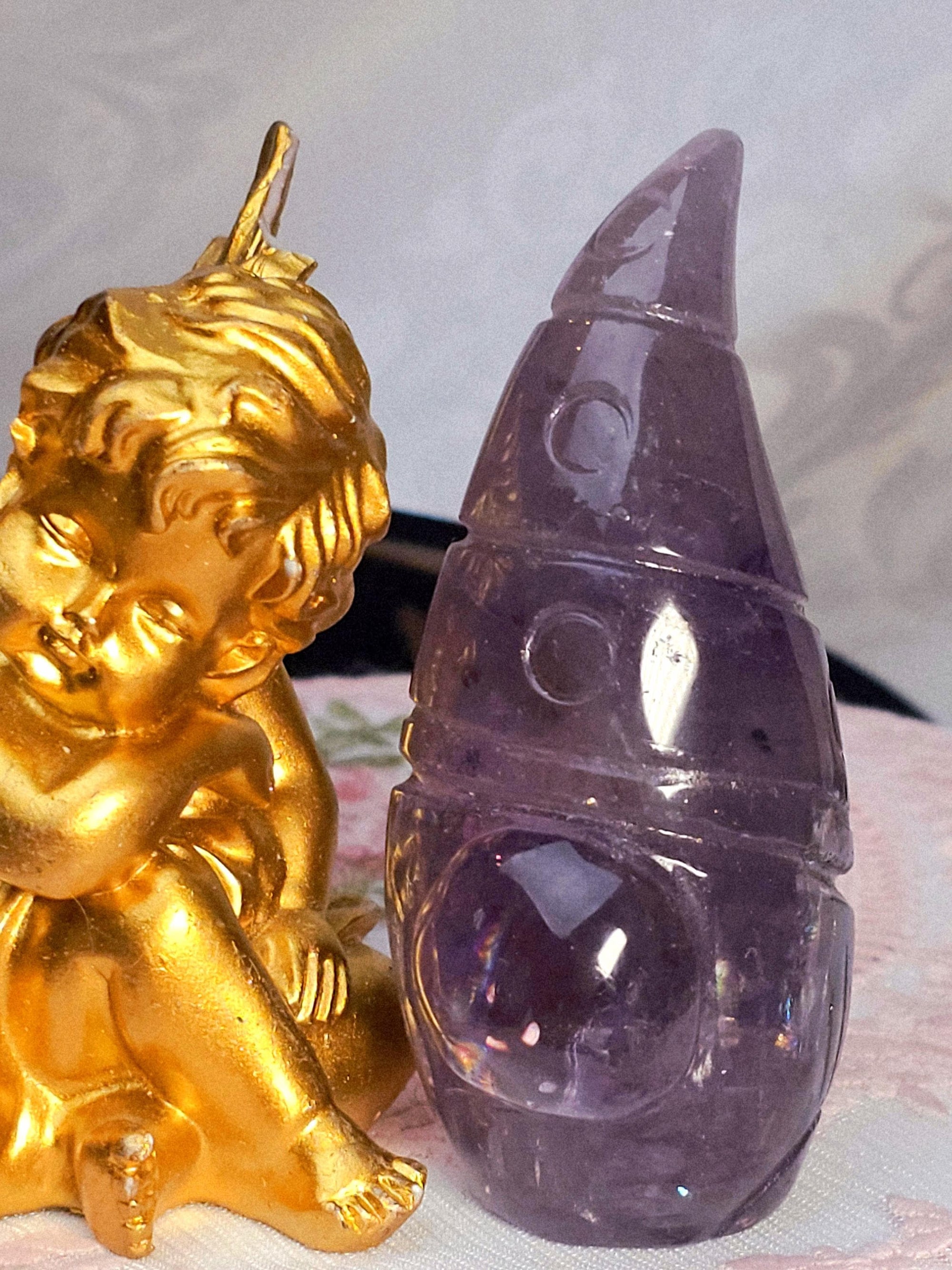 Large Amethyst Gnome, Healing Crystal Decor, 3.8 Inches