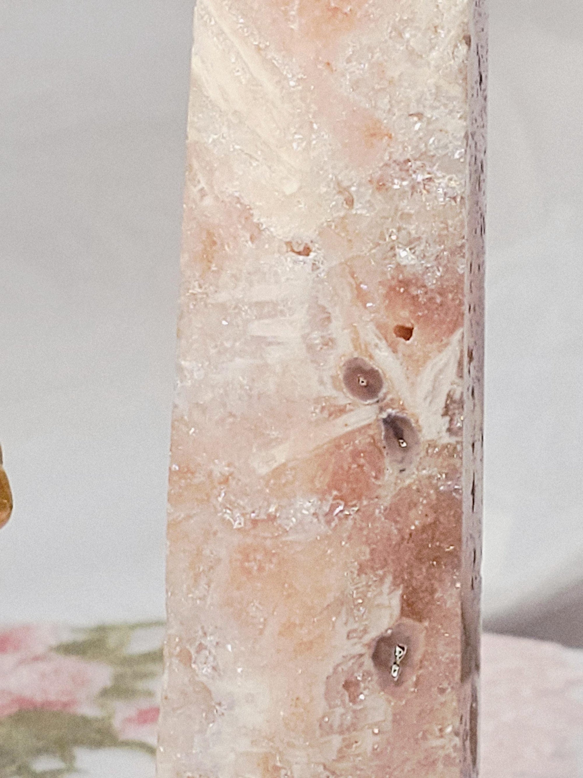 Pink Amethyst Tower with Druzy Tower, Crystal Tower ,Gift