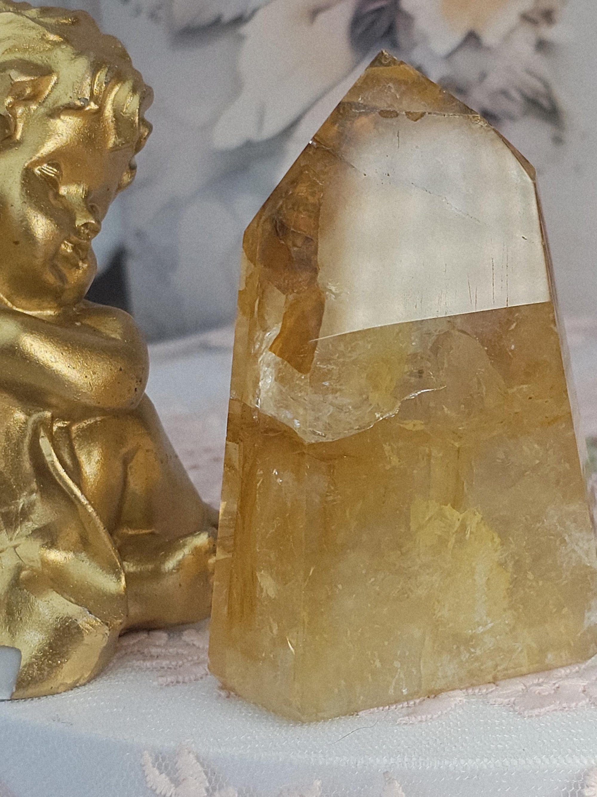 Golden Healer Quartz Tower,  Columbia, Golden Healer with Dendritic, Feng Shui Crystal, Chakra Stone