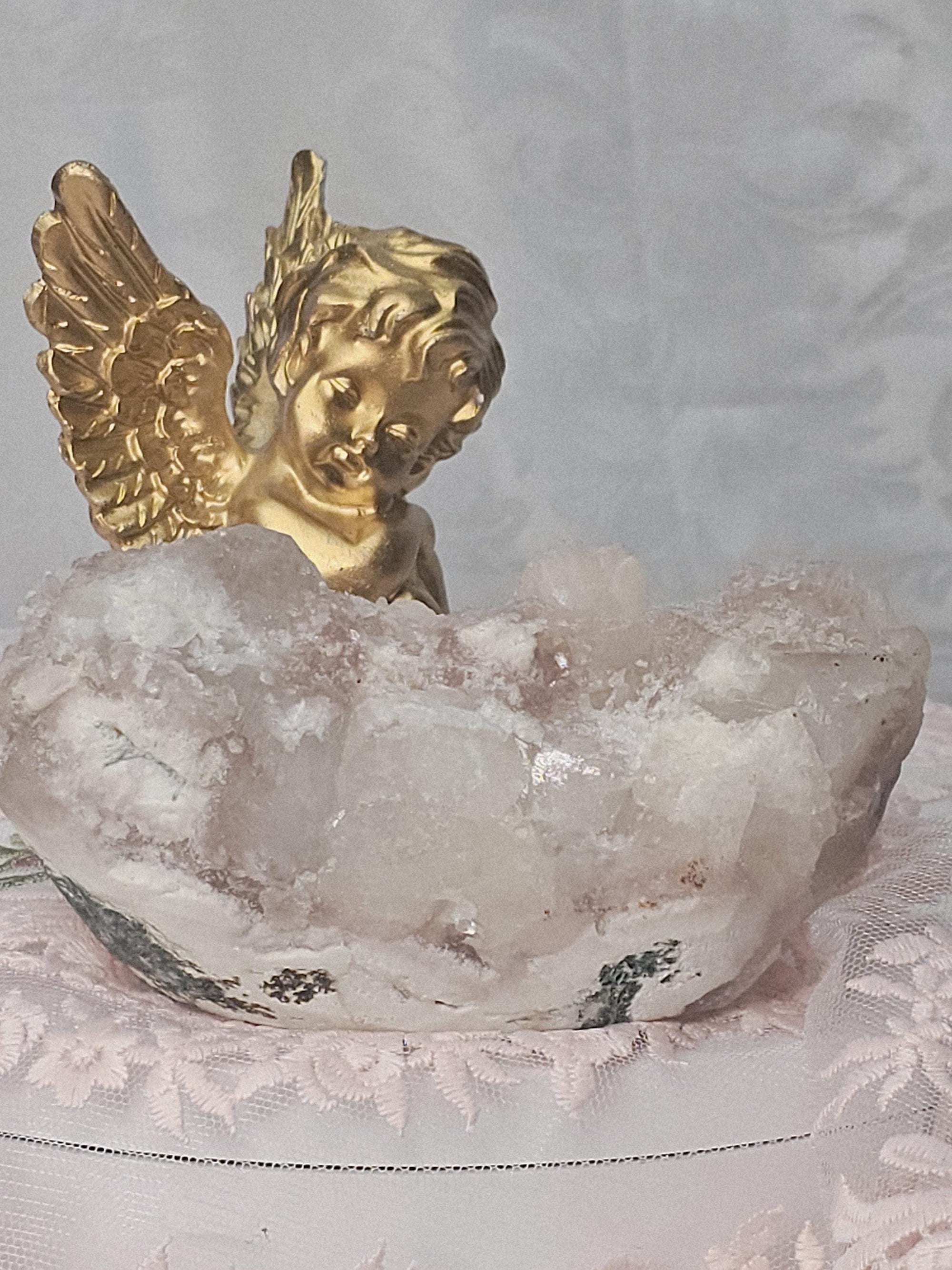 RARE Pink Sugar Apophyllite with Stillbite from India , Apophyllite, Crystal, Crystal