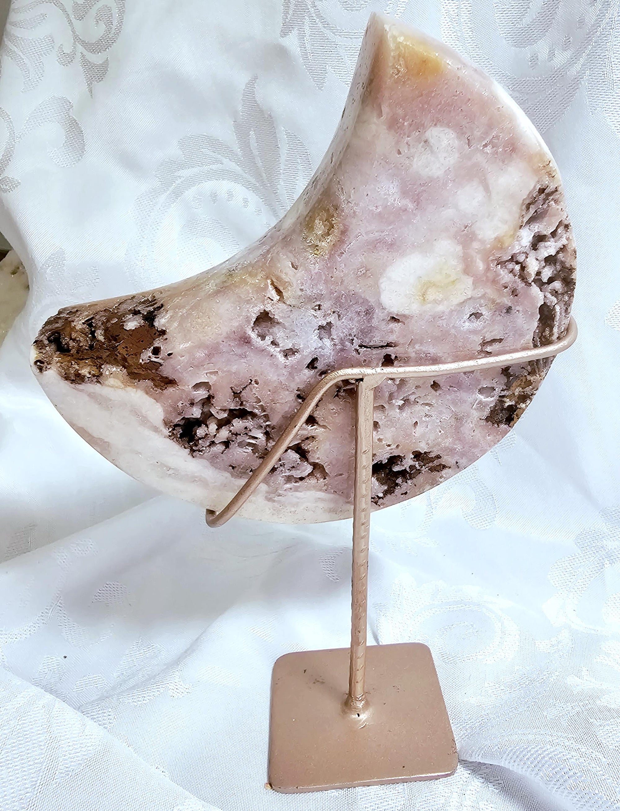 Pink Amethyst Moon, Druzy Moon, Crystal Moon,Gift