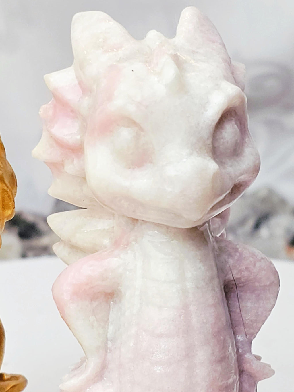 Pink Opal Dragon, Pink Opal, Pink Dragon, Crystal Sculpture, Dragon, Fairy