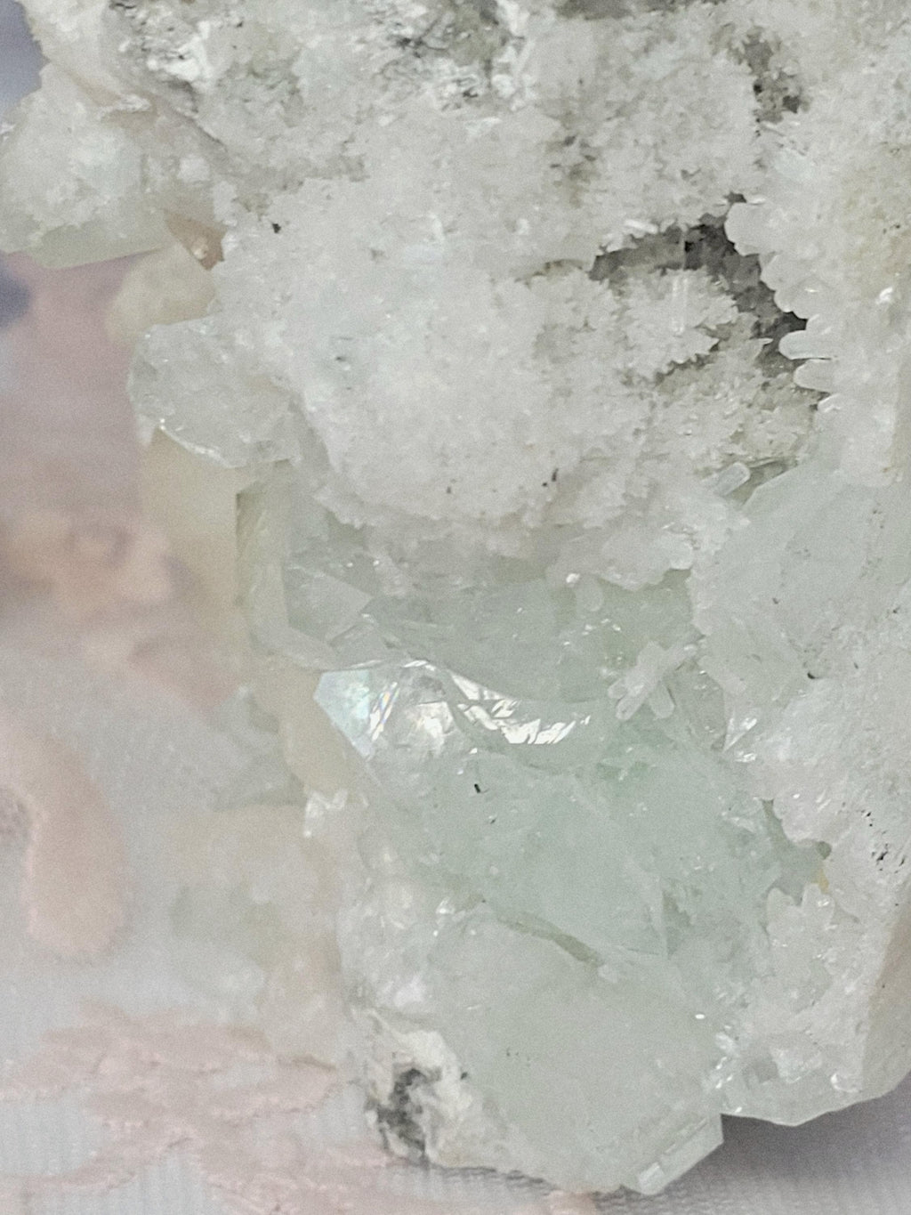Rare Green Diamond Apophyllite with Stillbite, India Crystal Home Decor