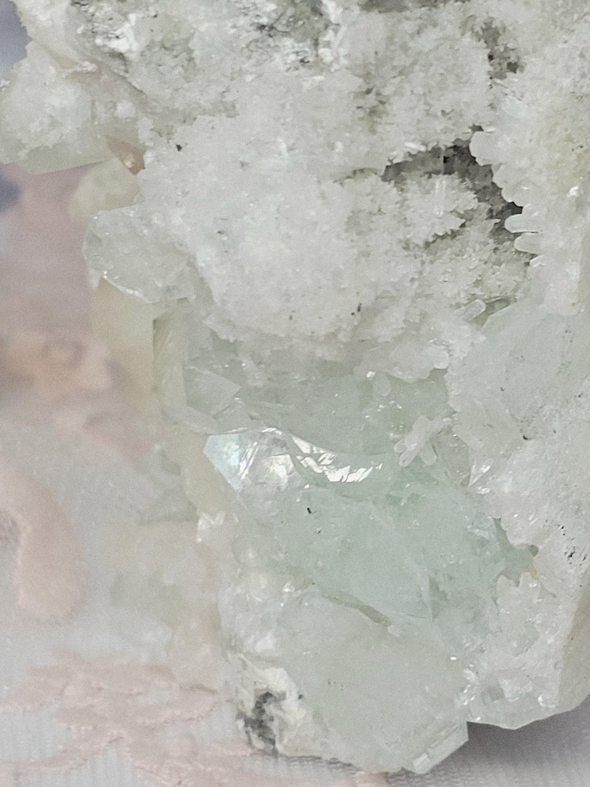 Rare Green Diamond Apophyllite with Stillbite, India Crystal Home Decor