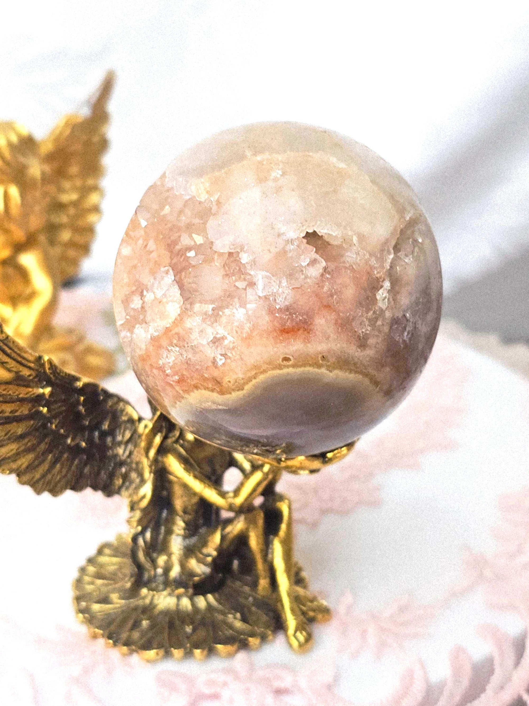 Pink Amethyst Druzy Sphere, Red Quartz Crystal Ball