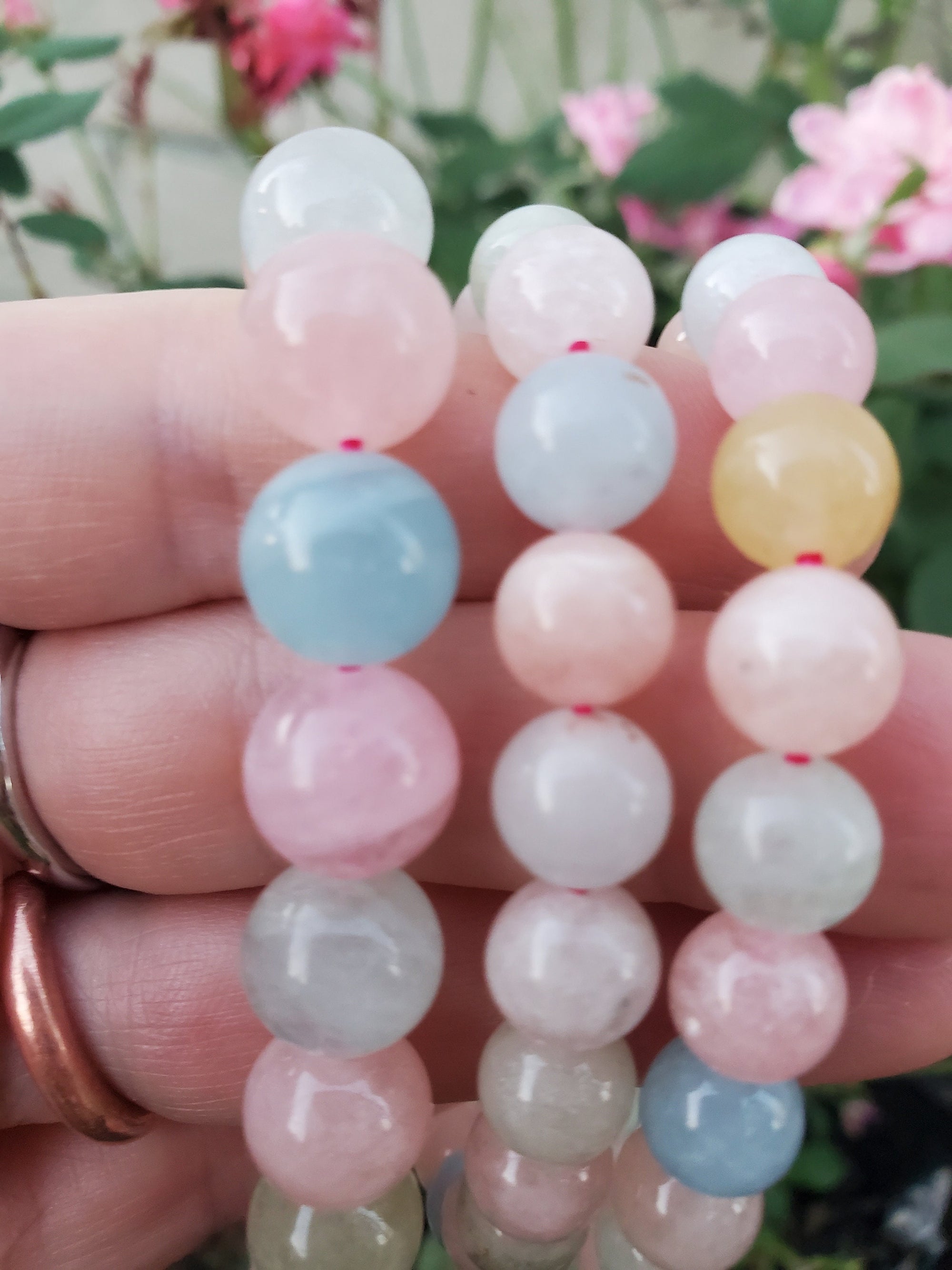 11mm Morganite Bracelet Good Vibe Healing Bracelet. Energies of Love, Peace, Joy and inner Strength. Bracelet Gift Ideas