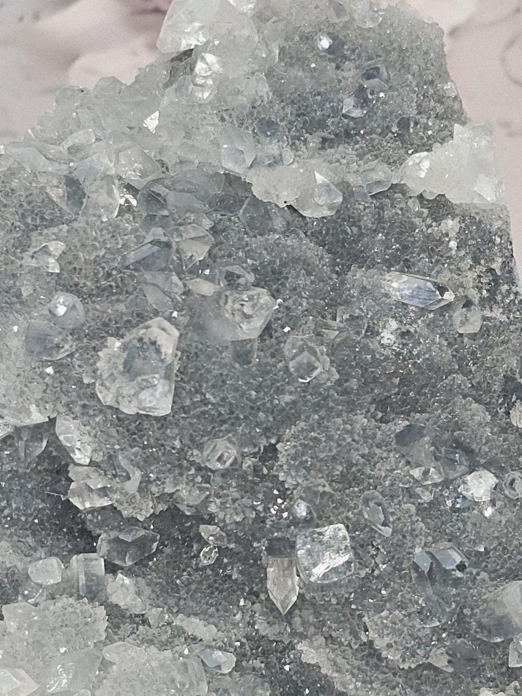 Blue Chalcedony woth Diamond Apophyllite and Calcite from India , Apophyllite, Crystal, Crystal