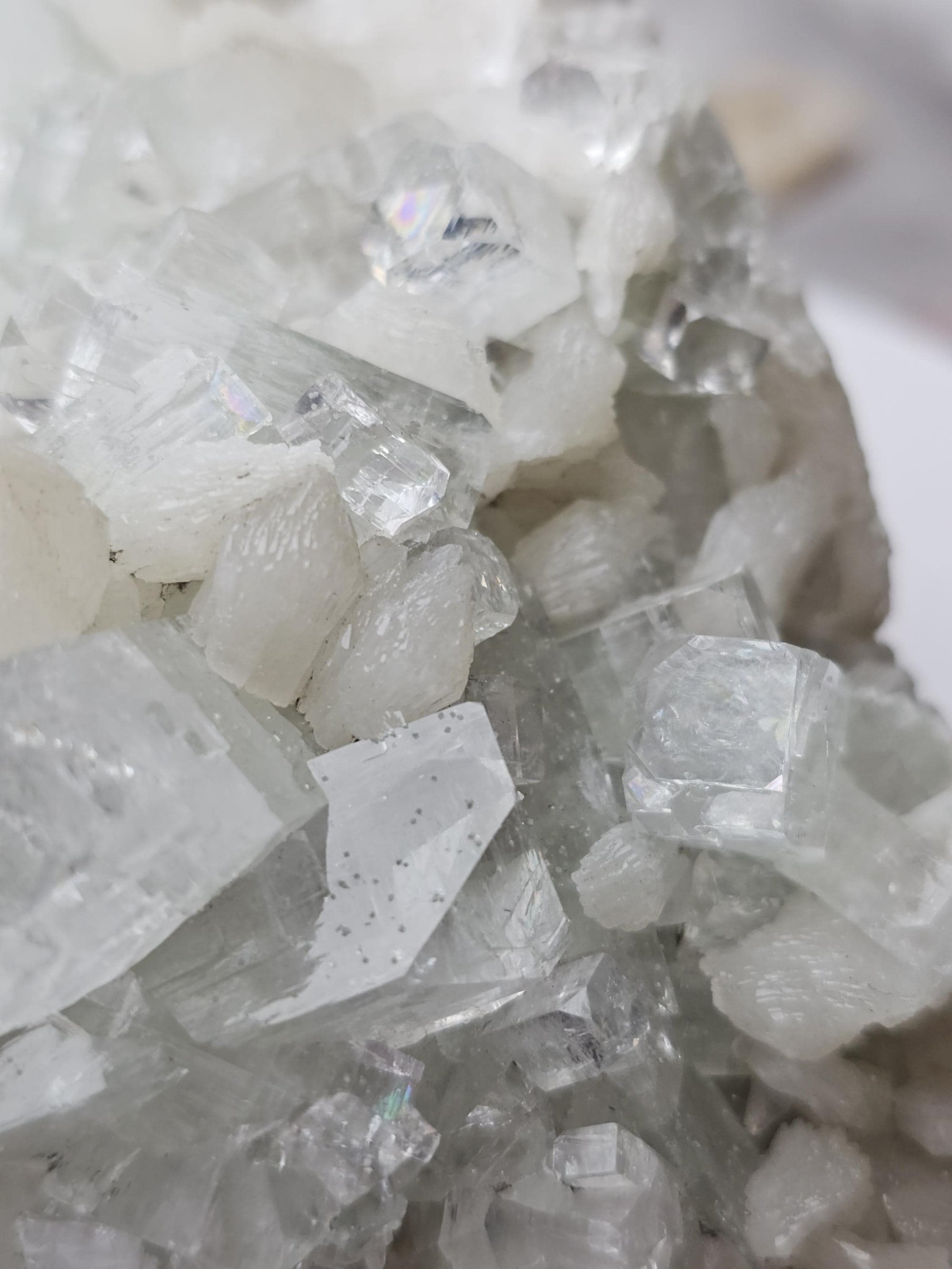 RARE Snow White Sugar Apophyllite with Stillbite from India , Apophyllite, Crystal, Crystal