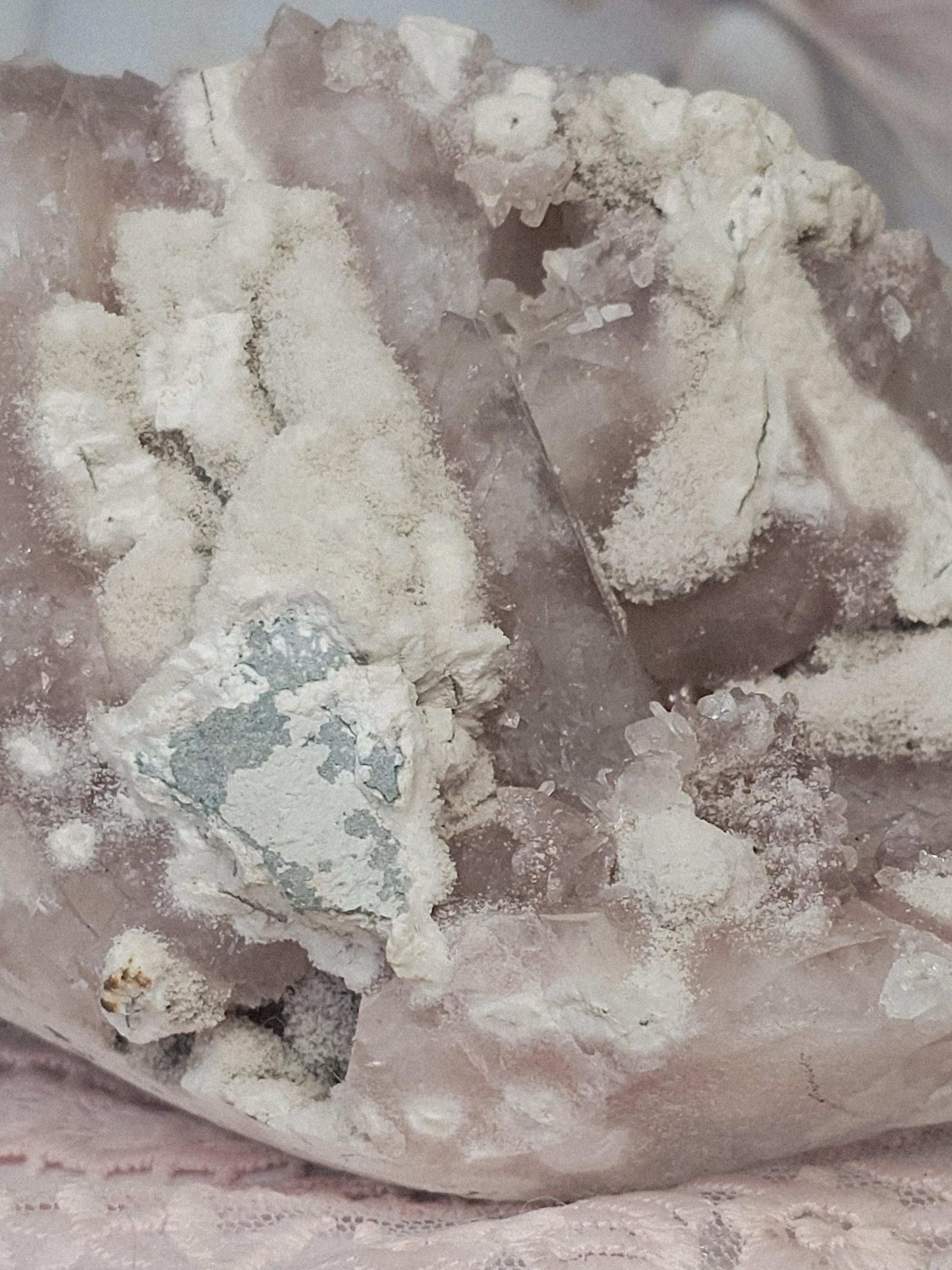 RARE Pink Sugar Apophyllite with Stillbite from India , Apophyllite, Crystal, Crystal