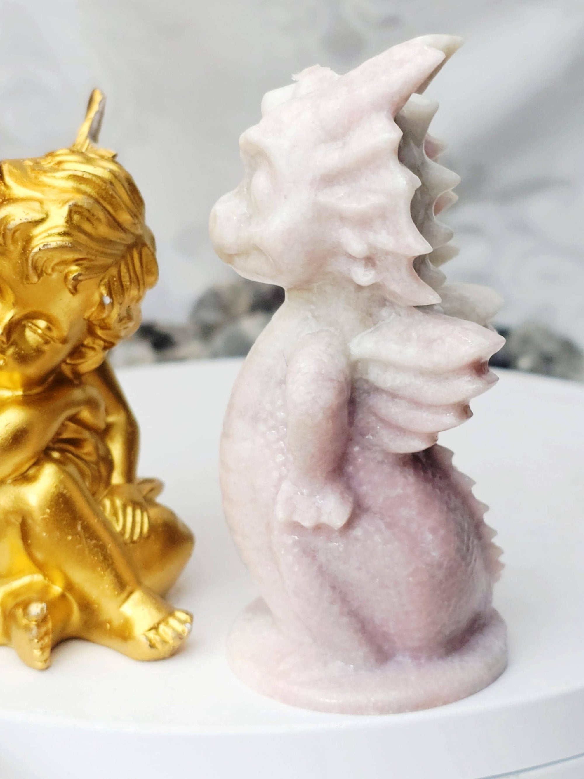 Pink Opal Dragon, Pink Opal, Pink Dragon, Crystal Sculpture, Dragon, Fairy