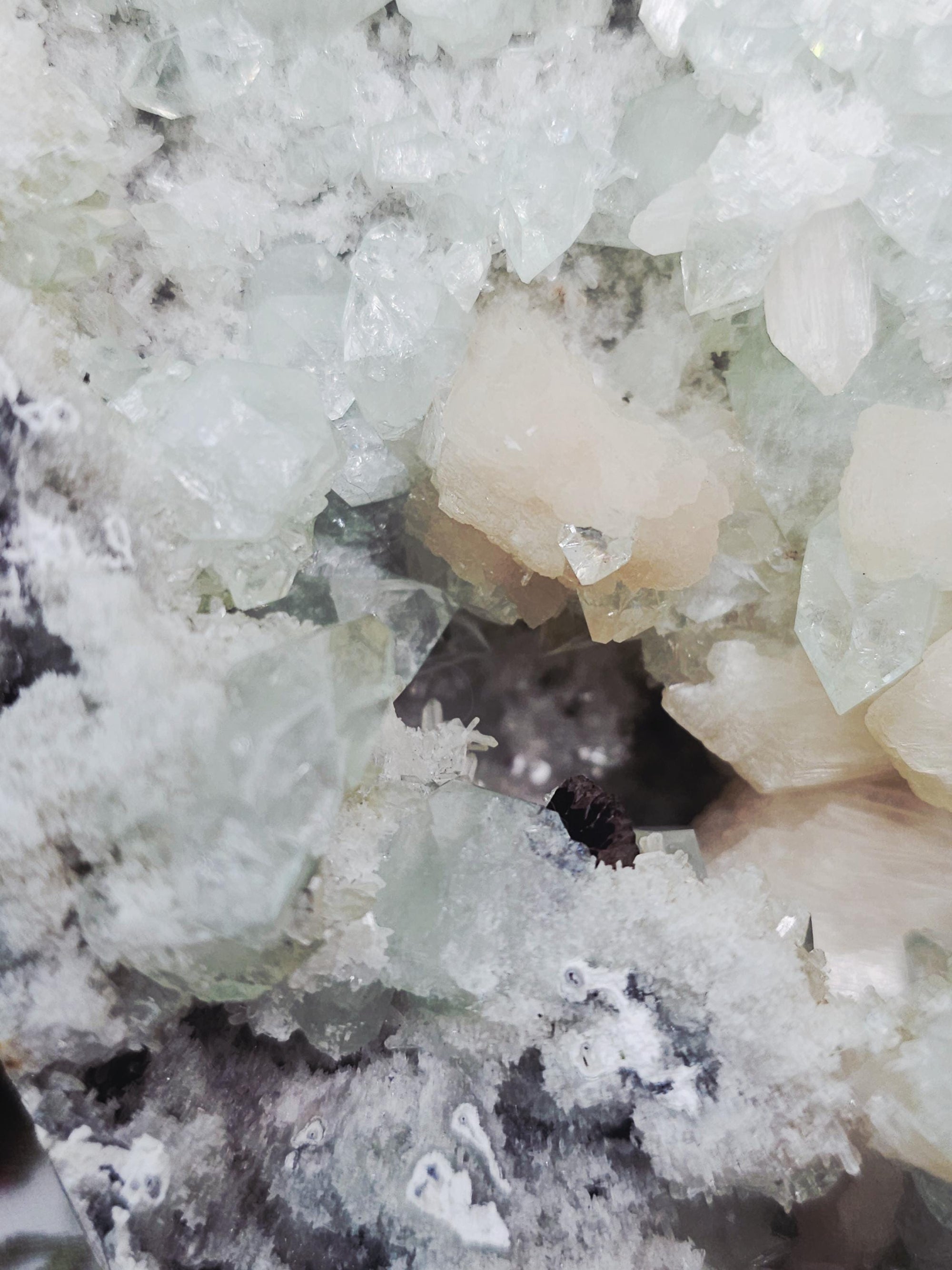 RARE LG 3lb Sugar Green Diamond  Apophyllite with Stillbite from India , Apophyllite, Crystal, Crystals, Home decor