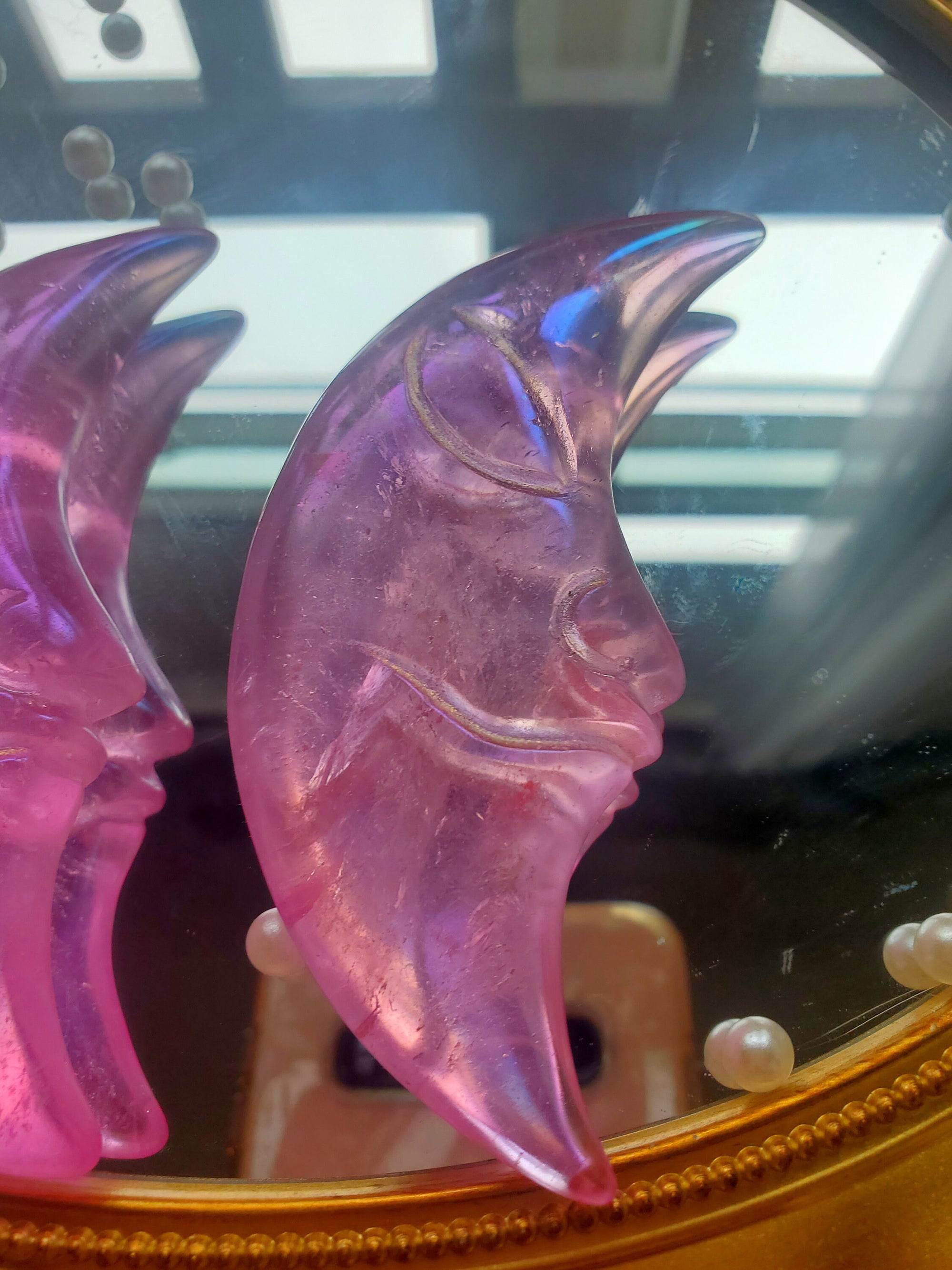 Aura Clear Quartz Moon, Angel Aura, Moon crystal,Crystal