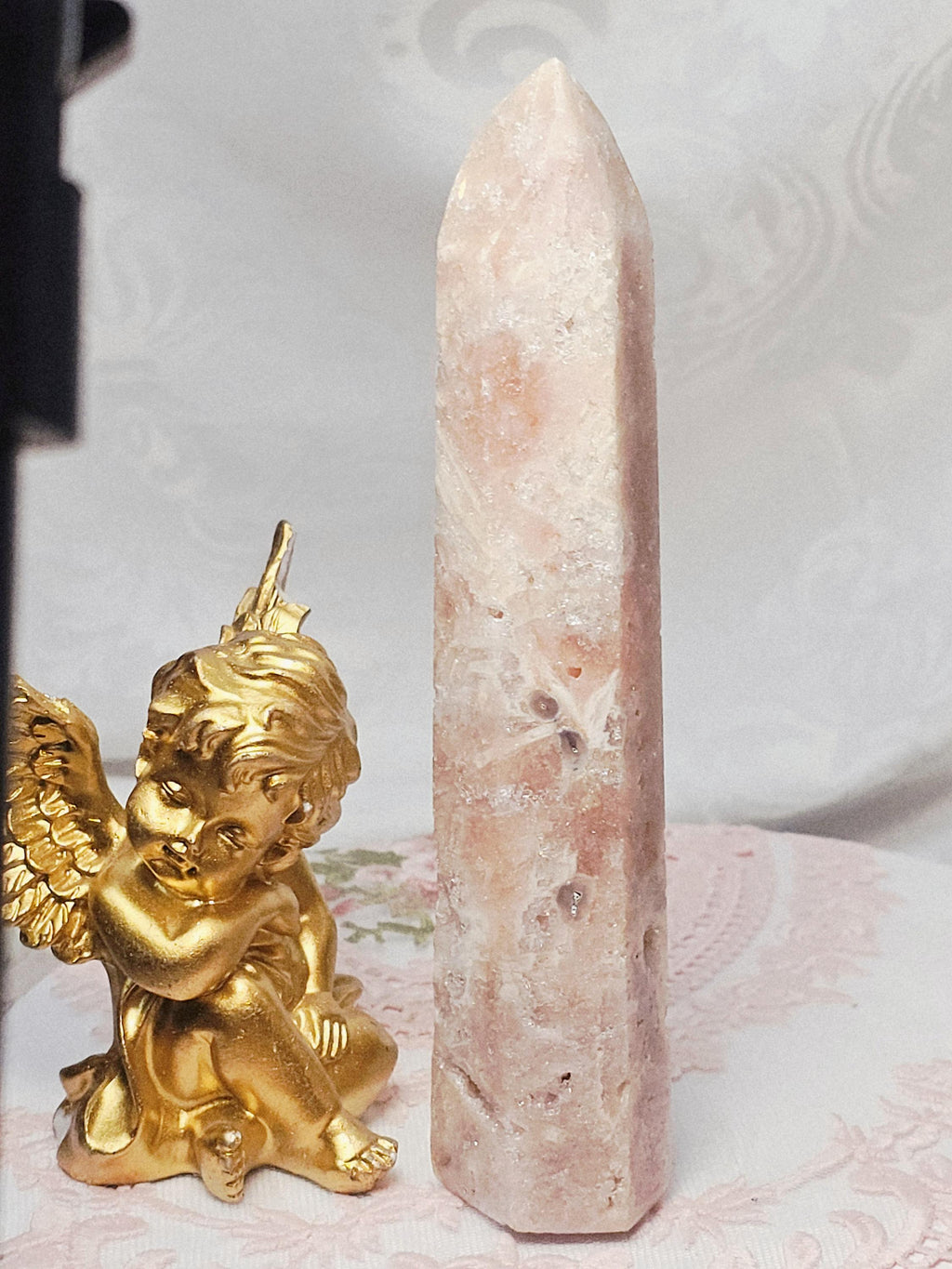 Pink Amethyst Tower with Druzy Tower, Crystal Tower ,Gift
