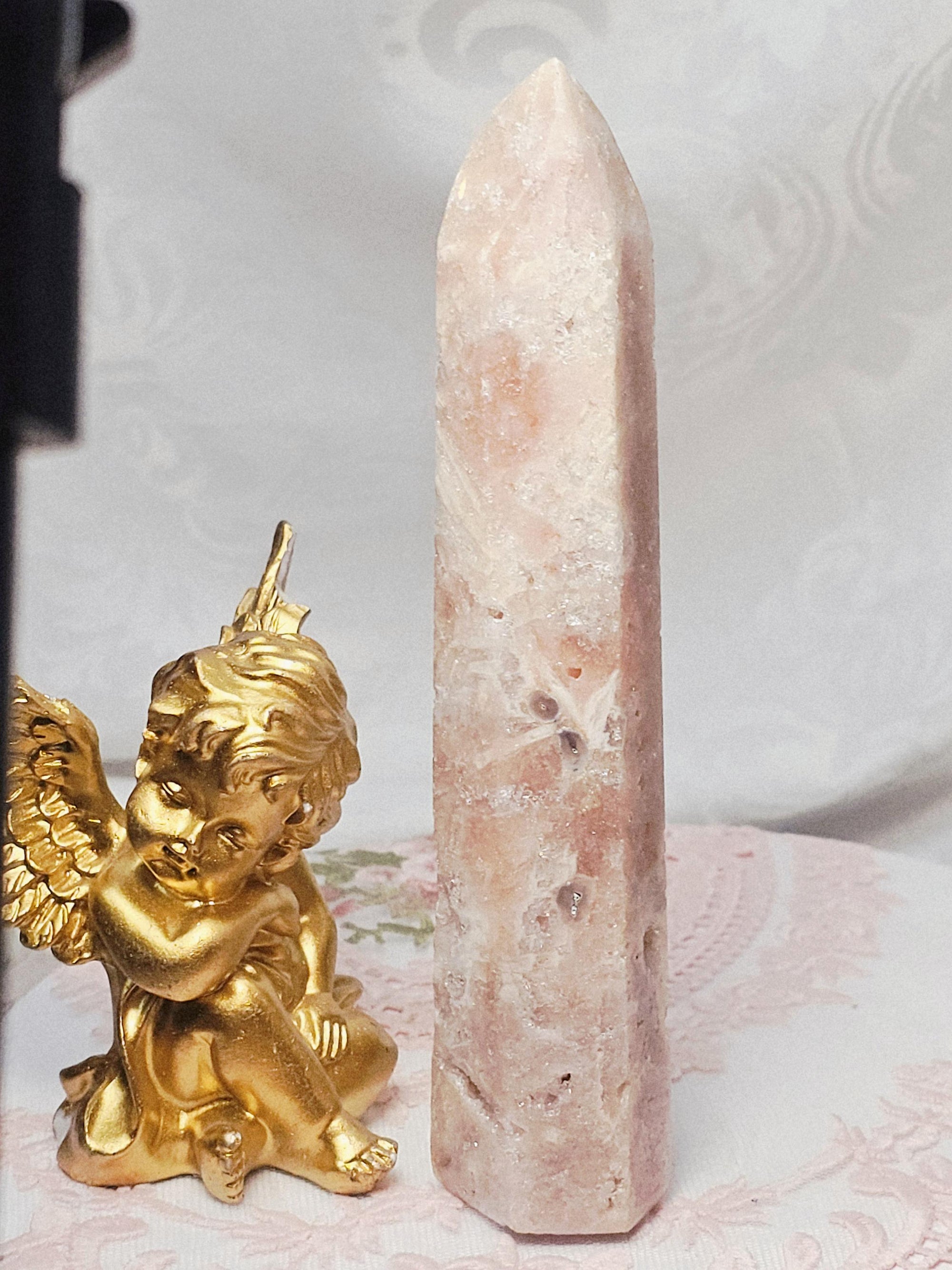 Pink Amethyst Tower with Druzy Tower, Crystal Tower ,Gift