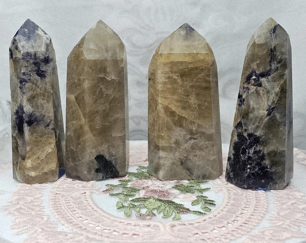 Non Heat Treated Citrine and Lepidolite Tower, Crystal, Natural Citrine Tower, Gift for Her