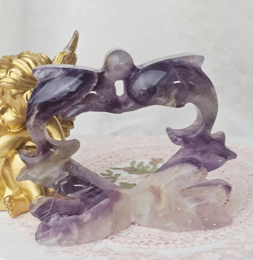 Fluorite Dolphins ,  Crystal Dolphins Handmade, Crystal, Dolphin Sculpture