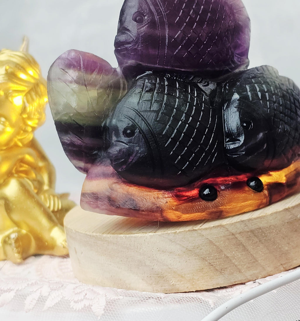 Rainbow Fluorite Fish, Fluorite Hedgehog, Crystal Home Decor, Fluorite, Gift