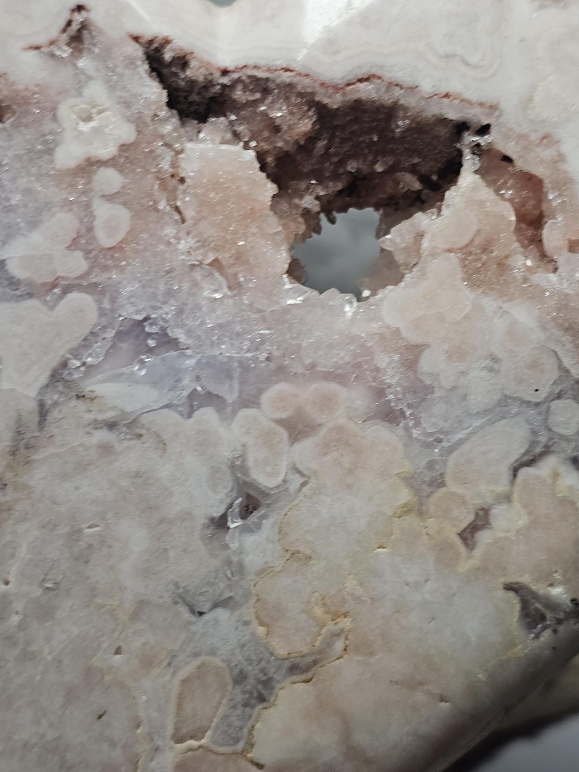 Pink Amethyst Druzy Heart, Rose Gold Stand, Brazilian Crystal Gift