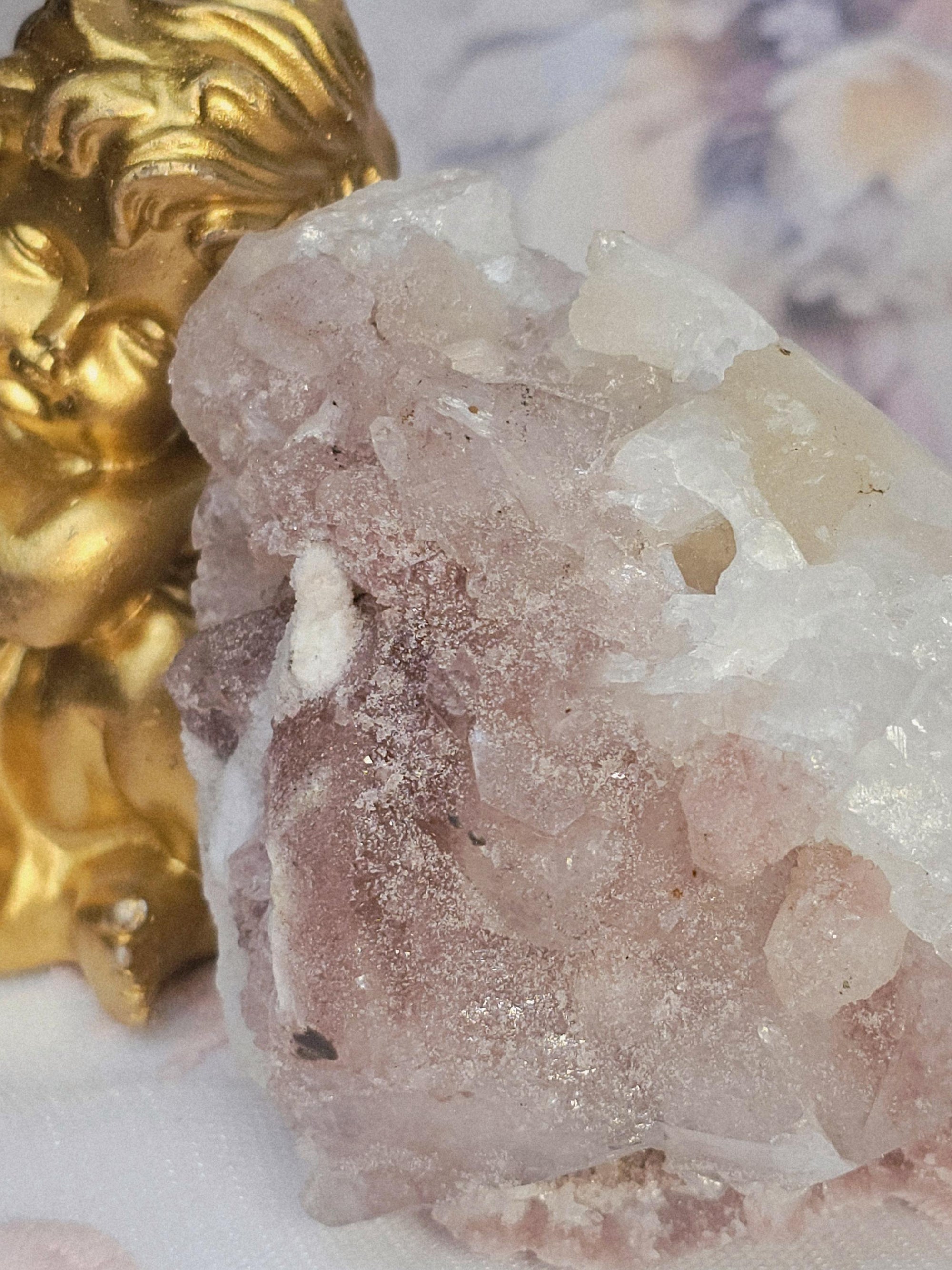 Rare Pink Sugar Apophyllite Crystal Cluster, Flashy Sparkly Gem, India