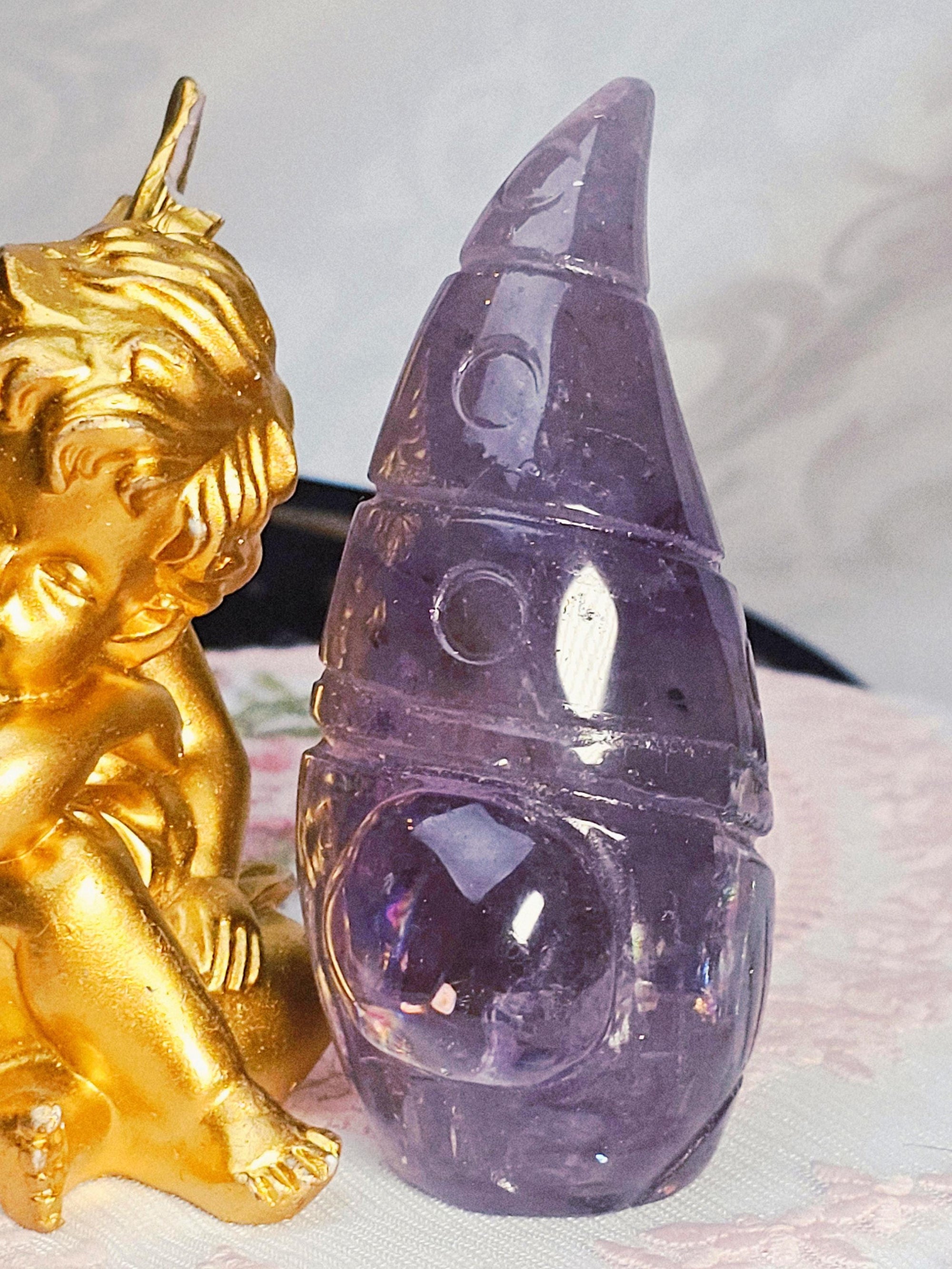 Large Amethyst Gnome, Healing Crystal Decor, 3.8 Inches