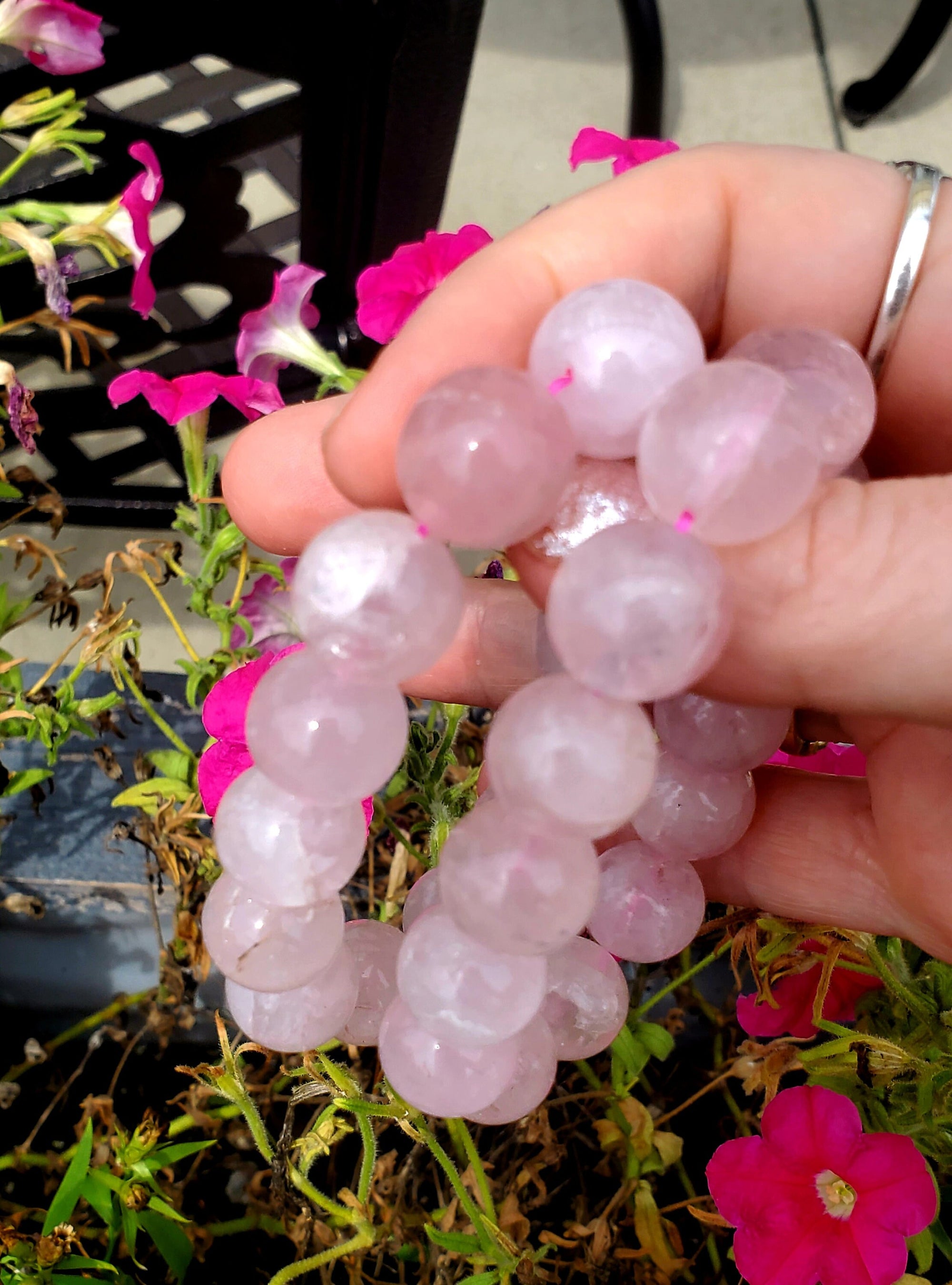 Large Bead Rose Quartz Bracelet, Valentine's Day Gift,Love Bracelet, Girlfriend Gift