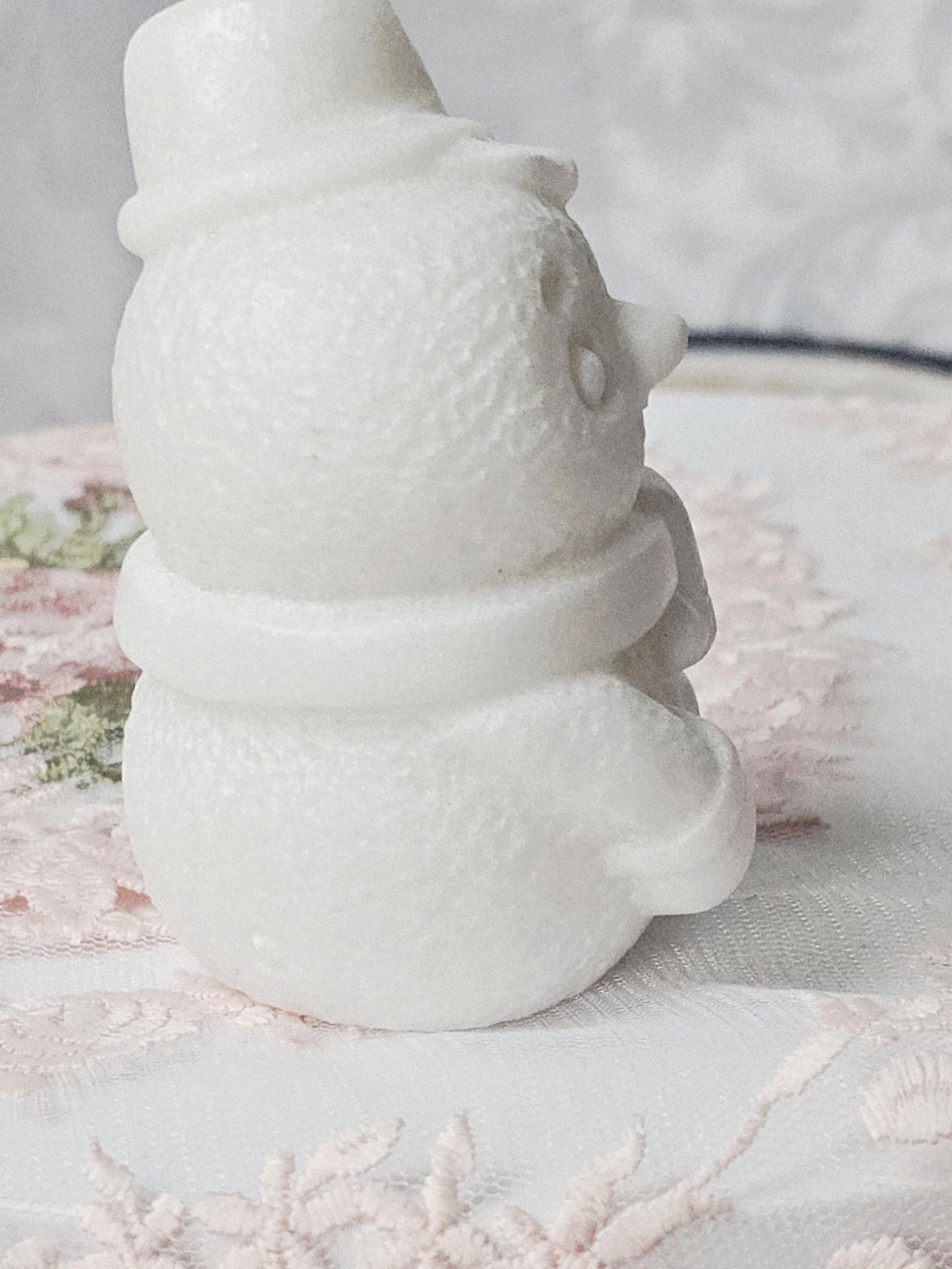 Marble Crystal Snowman Statue, Christmas Decor (3in)