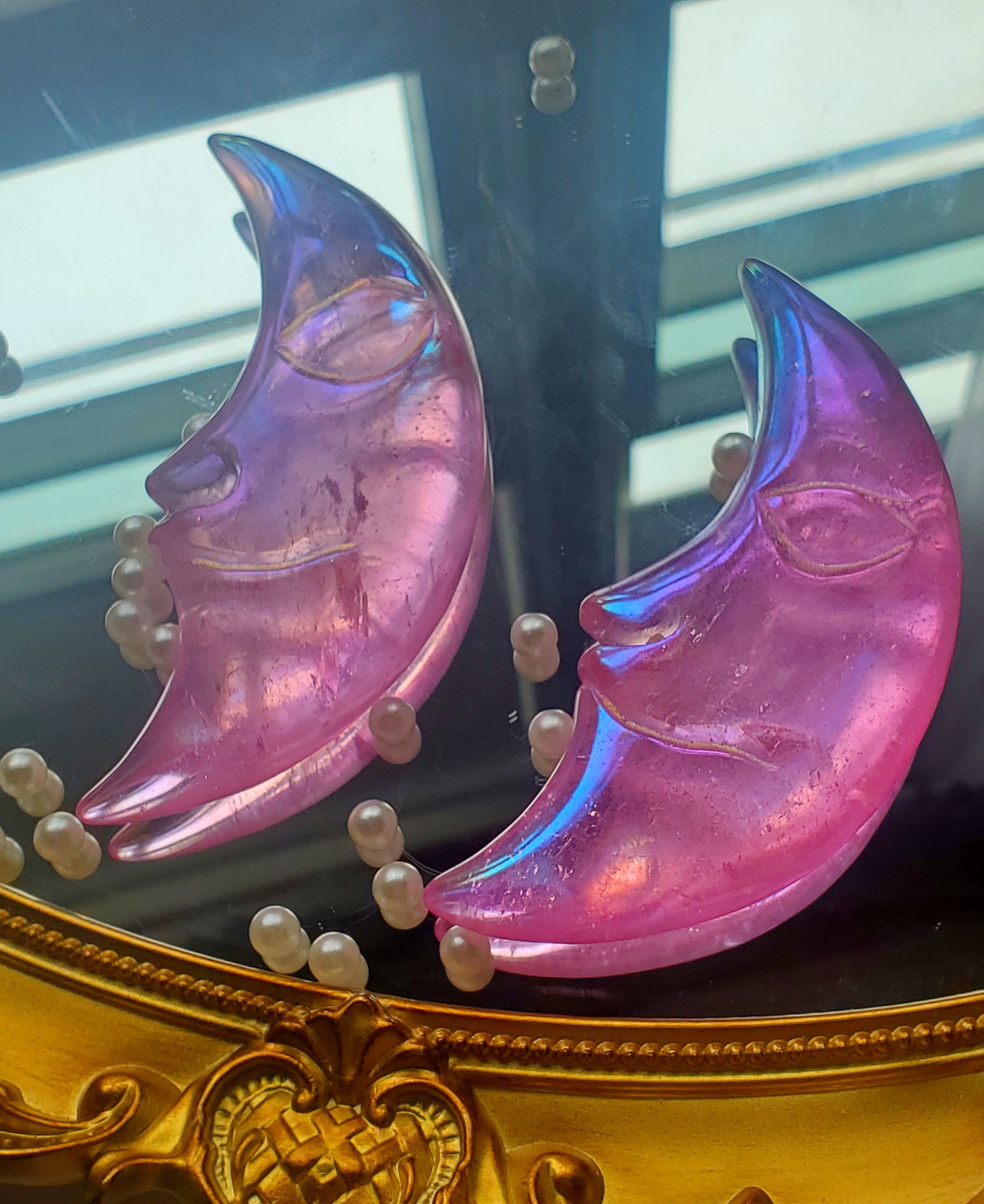 Aura Clear Quartz Moon, Angel Aura, Moon crystal,Crystal