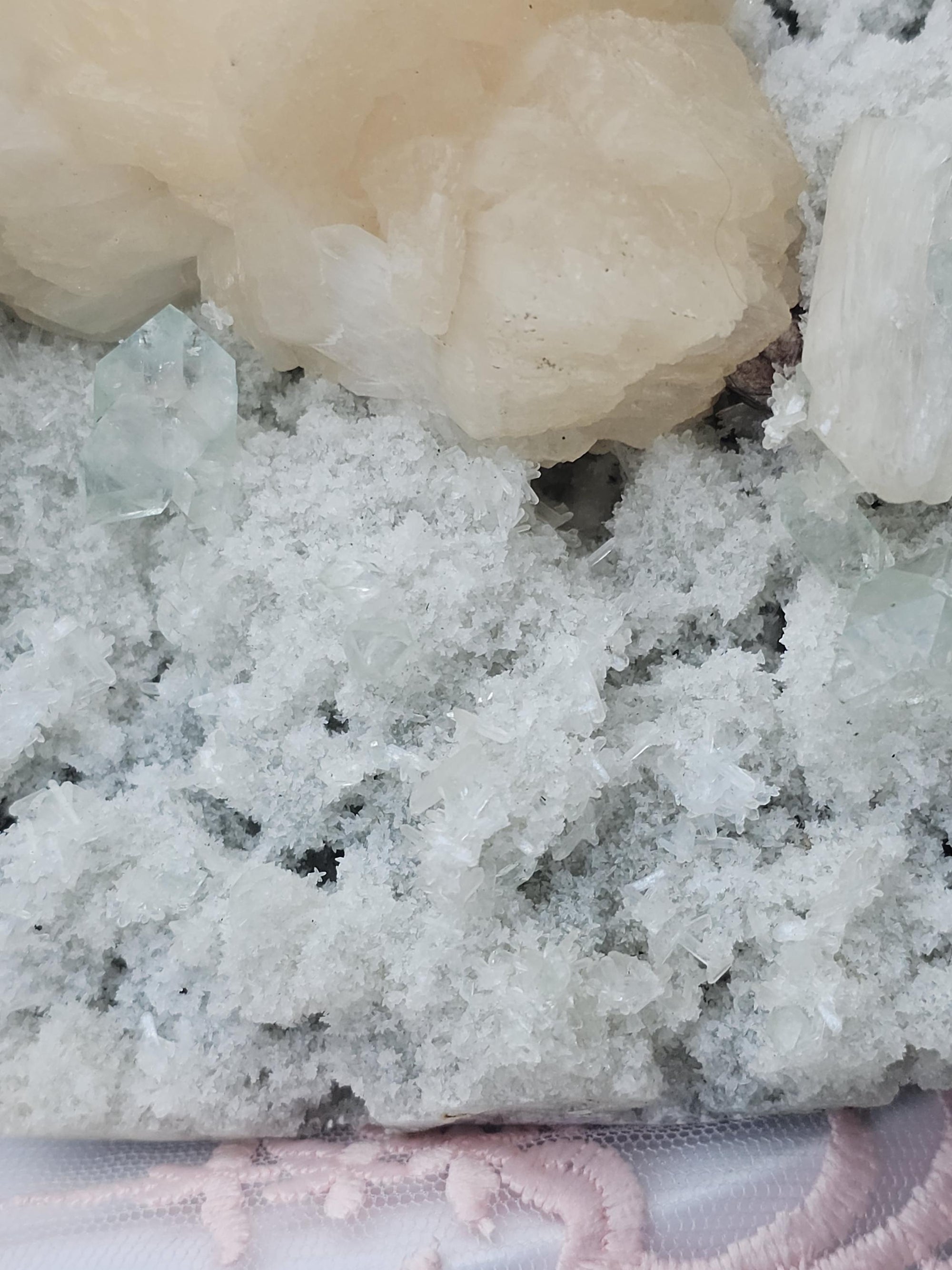 RARE LG 2.55 lb Sugar Green Diamond  Apophyllite with Stillbite from India , Apophyllite, Crystal, Crystals, Home decor