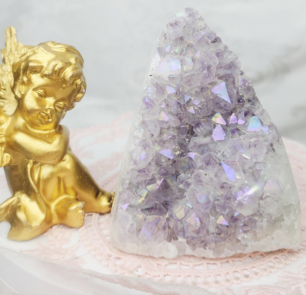 Rare Angel Aura Amethyst Cutbase, Angel Aura Amethyst, Statement Piece