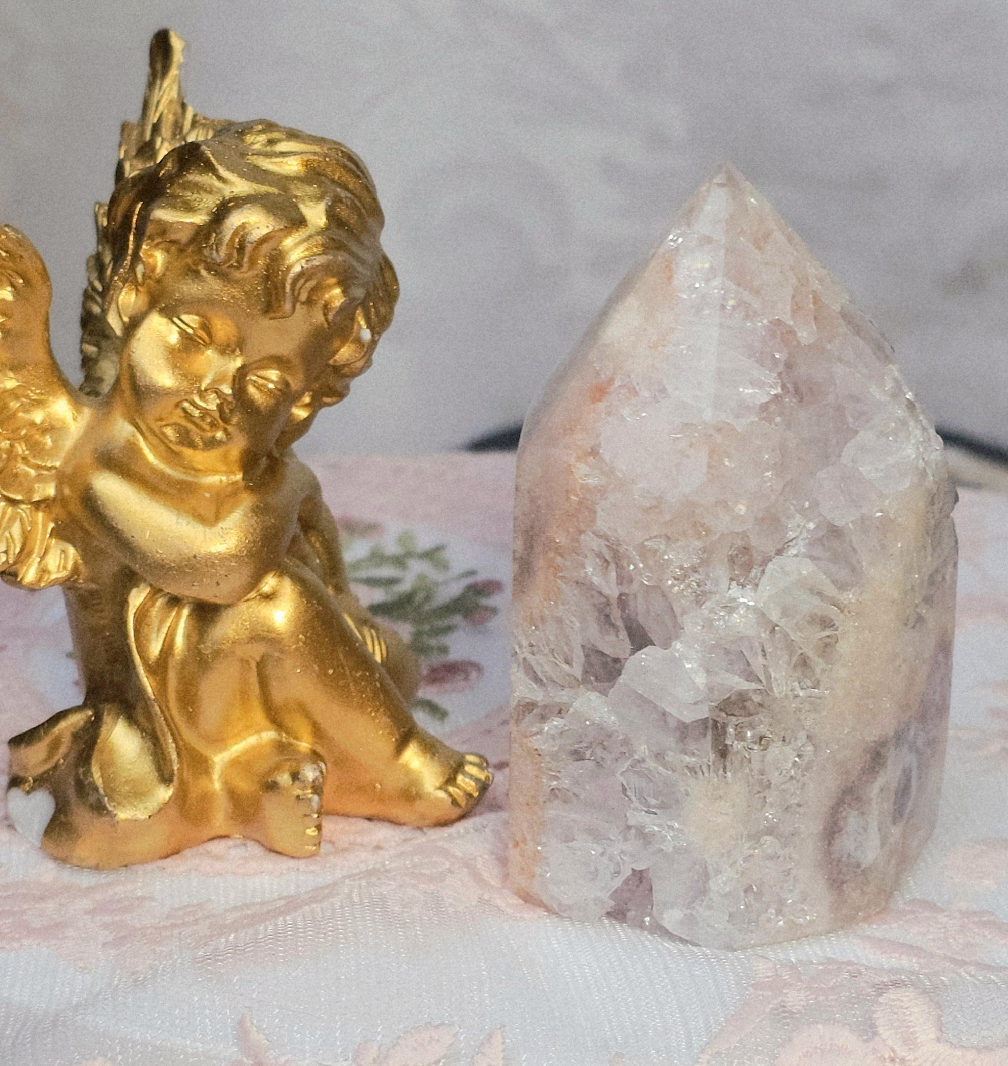 Brazilian Pink Amethyst Tower, Druzy Quartz, Reiki Infused