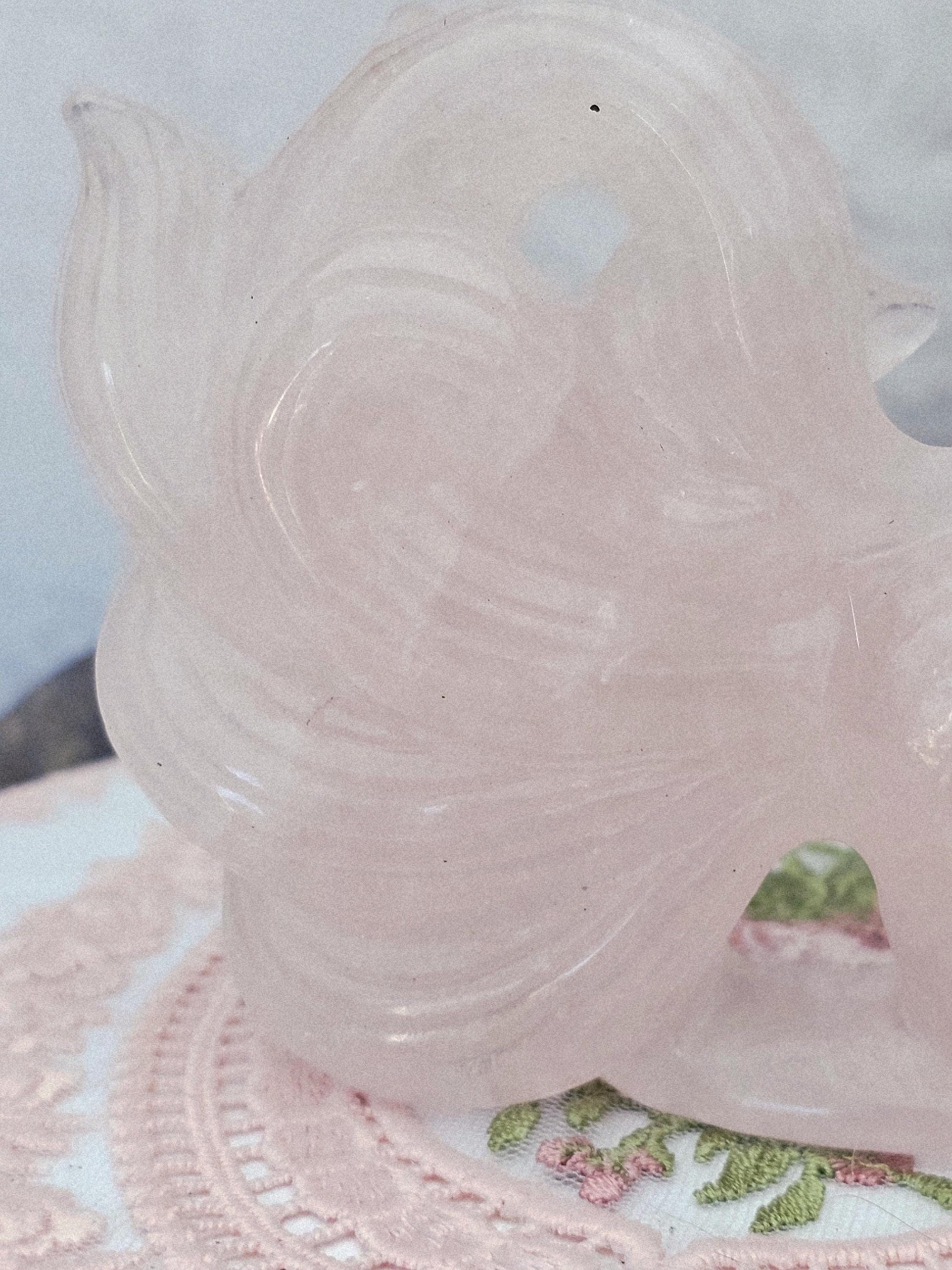 Large Rose Quartz Nine Tail Fox, Kitsune, Anime, Gift, Home decor
