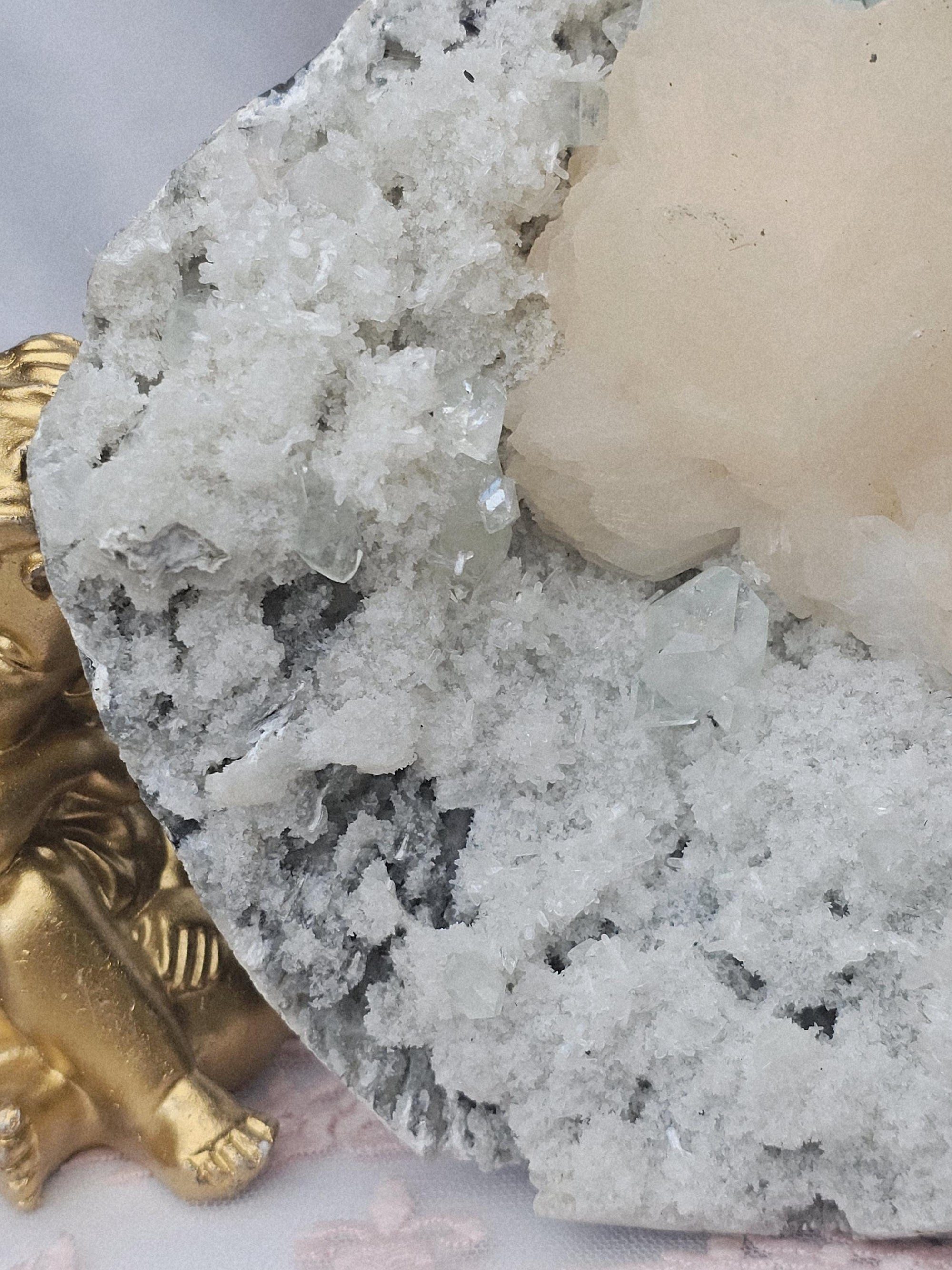RARE LG 2.55 lb Sugar Green Diamond  Apophyllite with Stillbite from India , Apophyllite, Crystal, Crystals, Home decor